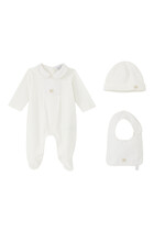 Baby Romper Bib Bonnet Set