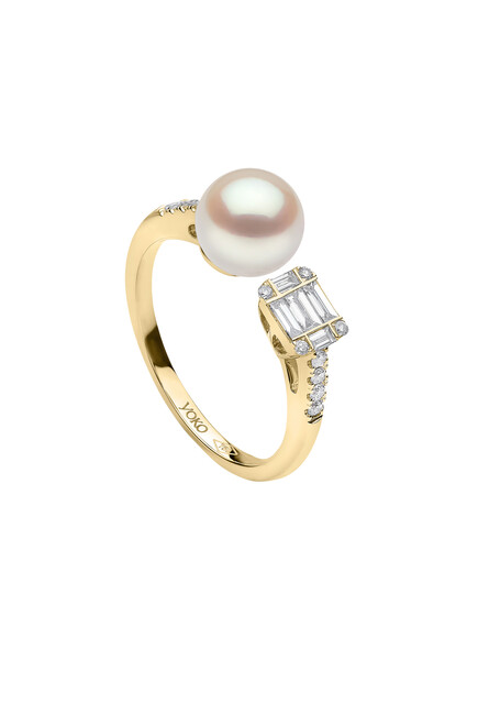 Starlight Ring, 18k Yellow Gold, Diamonds & Akoya Pearl