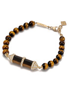 Chakra Medium Horizontal Beaded Bracelet, 18k Yellow Gold with Diamonds & Tiger's Eye