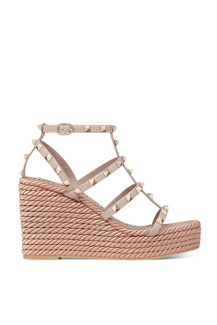 Valentino Garavani Rockstud Torchon Wedge Espadrilles