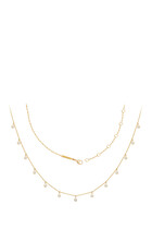 Sparkle Round Dangle Chain Necklace, 18k Yellow Gold with Diamonds