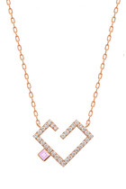 Sapphire Dot Hubb Necklace, 18k Pink Gold with Diamonds & Pink Sapphire