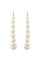 Cascading Pearl Marquis Hoop Earrings, 14k Yellow Gold & Freshwater Pearl