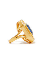 Jennifer Pacifique Ring, 24k Gold Micron Plated Brass & Sapphire Quartz & Quartz Crystal