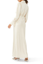 Satin Embellished Bib Maxi Dress