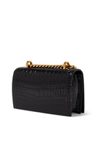 Jeweled Crocodile-Effect Satchel