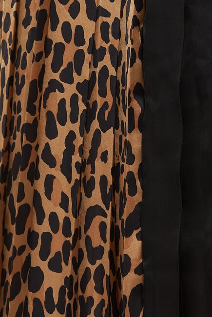 Leopard Print Pleated Shirt Dress