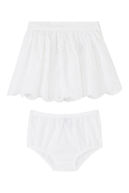 Kids Poplin and Broderie Anglaise Skirt