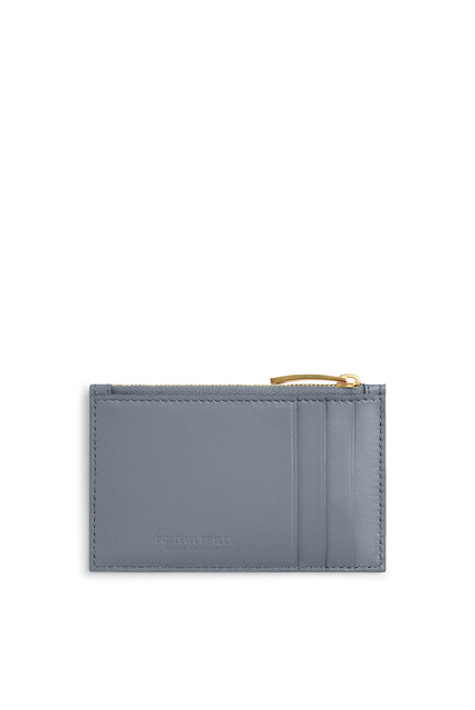 Zipped Card Case in Intrecciato Leather