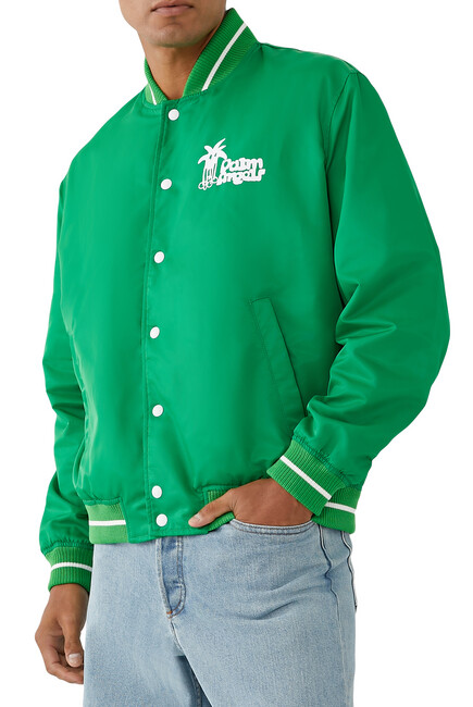 Palm Angels Douby Varsity Jacket in Green for Men