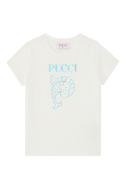 Kids Fish Print Logo T-Shirt