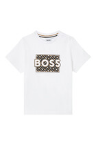 BB T-shirt SS w Logo in Box w Pattern:WHITE:3Y