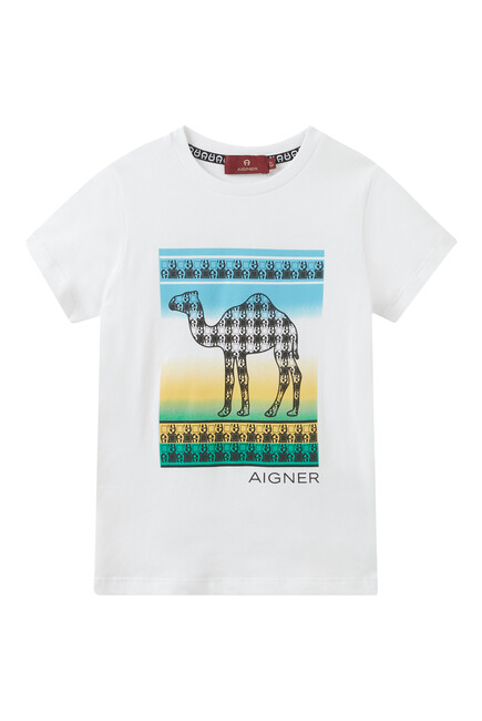 Logo Camel-Print Cotton T-Shirt