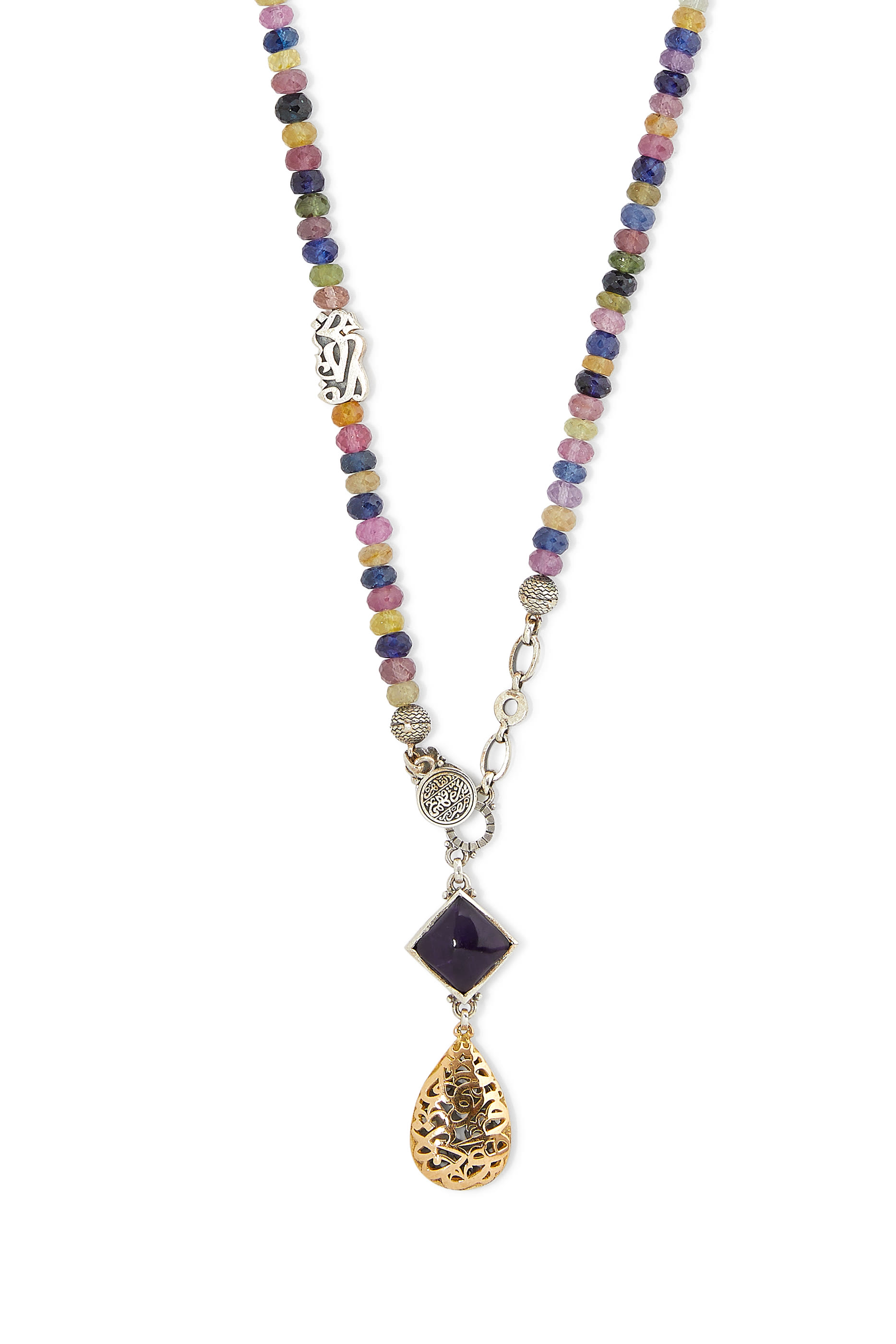 Nur Endearment Mercy Multi-Way Necklace, 18k Yellow Gold, Sterling Silver & Amethyst, Sapphire