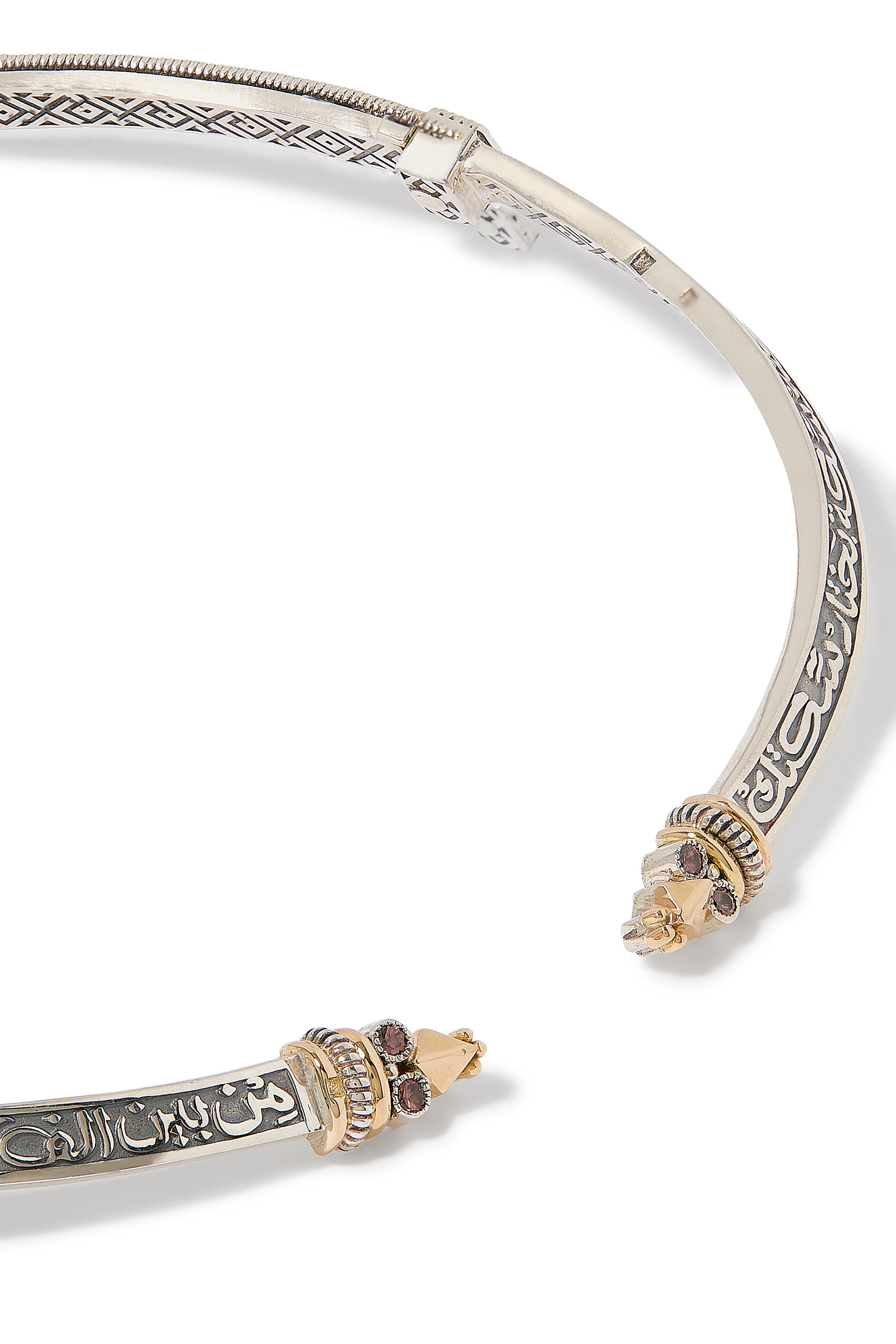 Tribal Calligraphy Choker, 18k Yellow Gold, Sterling Silver & Zircon