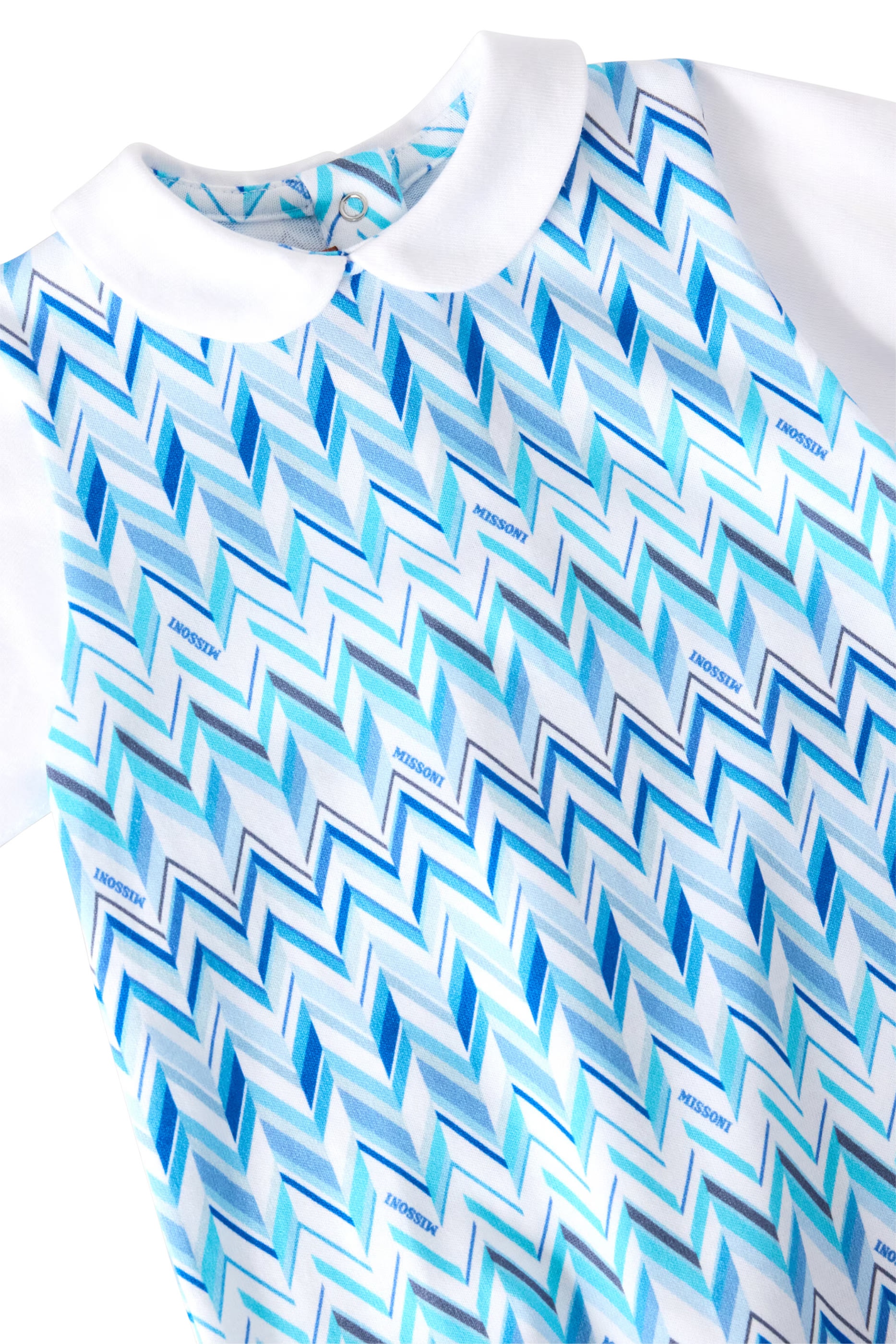 Kids Chevron Jersey Peter Pan Collar Babygrow & Hat Set