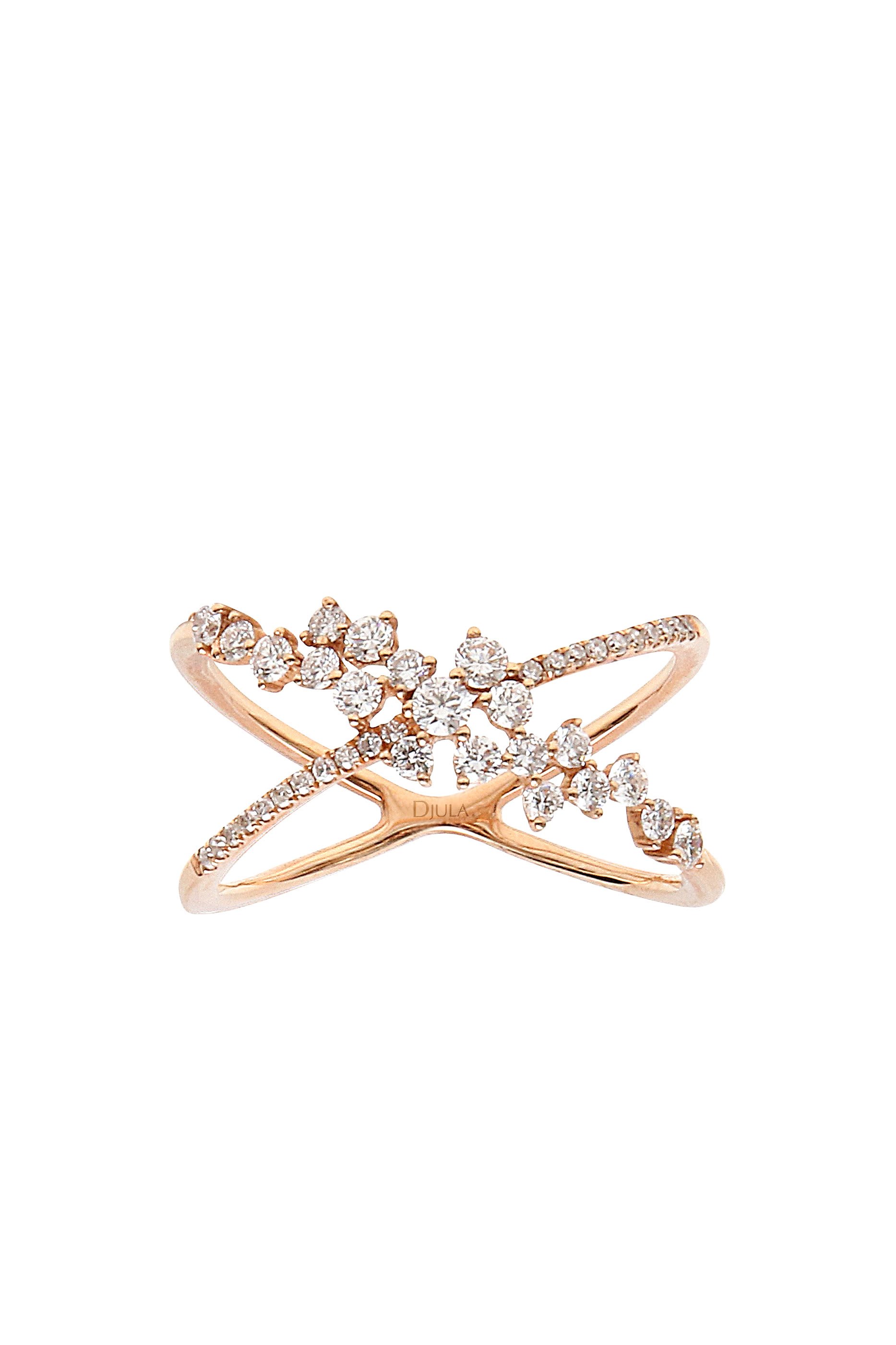 Fairytale Crossed Ring, Rose Gold & Diamonds