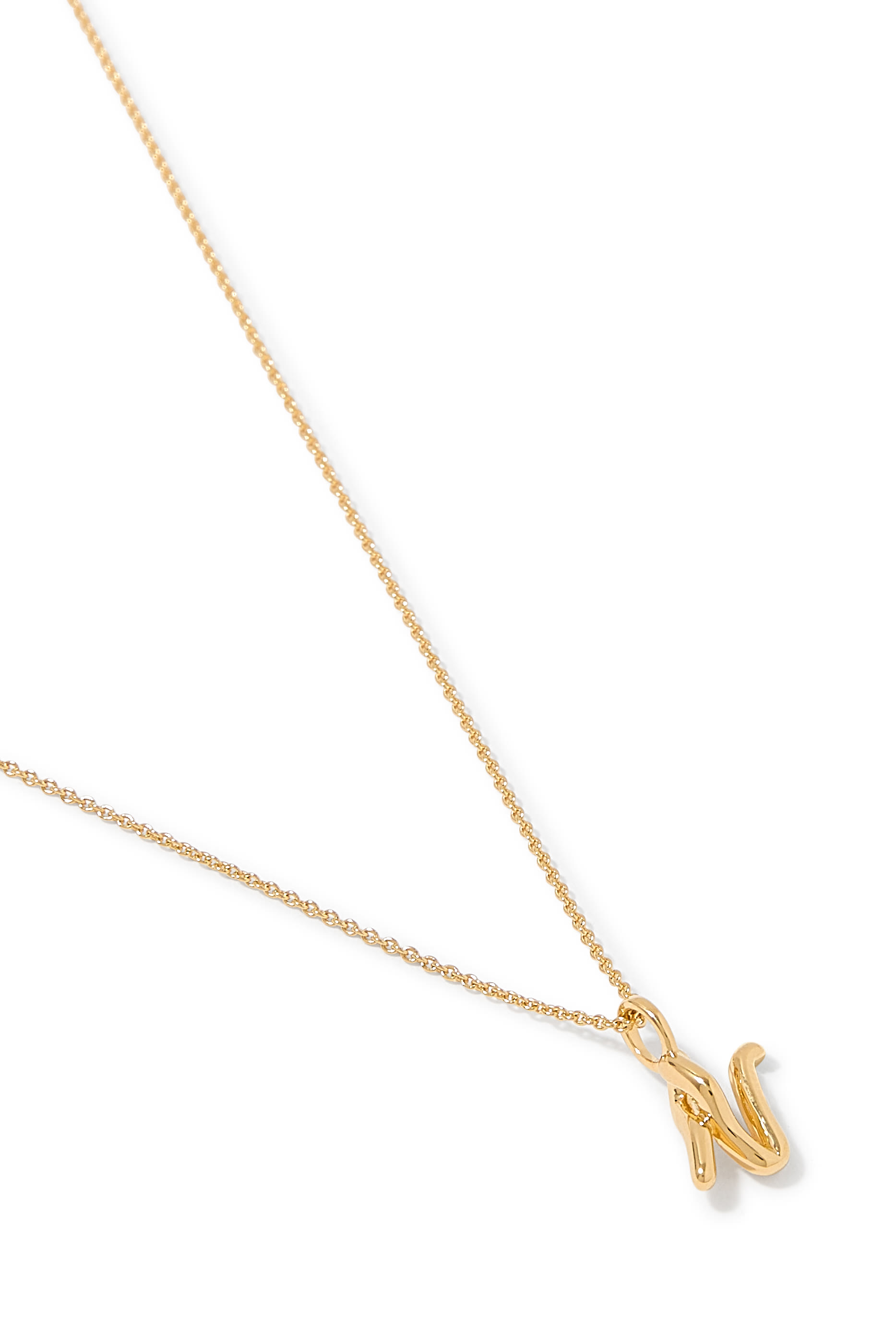 Curly Molten Mini Initial Necklace - N, 18k Recycled Gold Vermeil on Recycled Sterling Silver