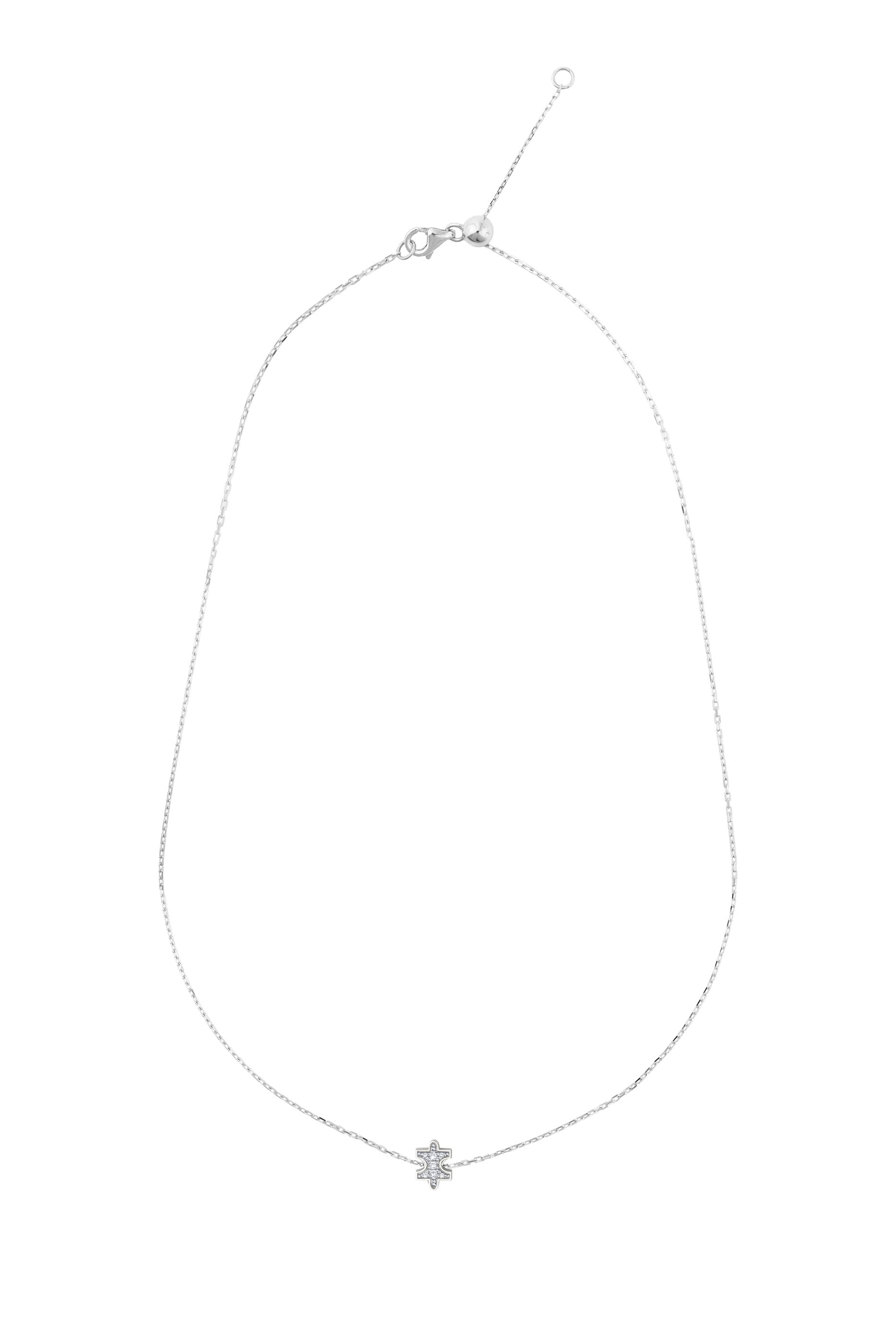  Micro Maqta Signature Necklace, 18K White Gold & Diamond
