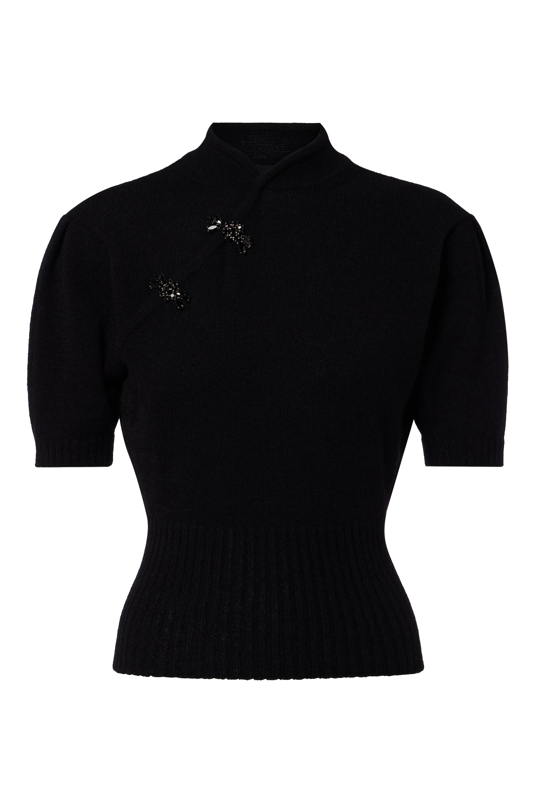 Embellished Mandarin Collar Cashmere Jumper