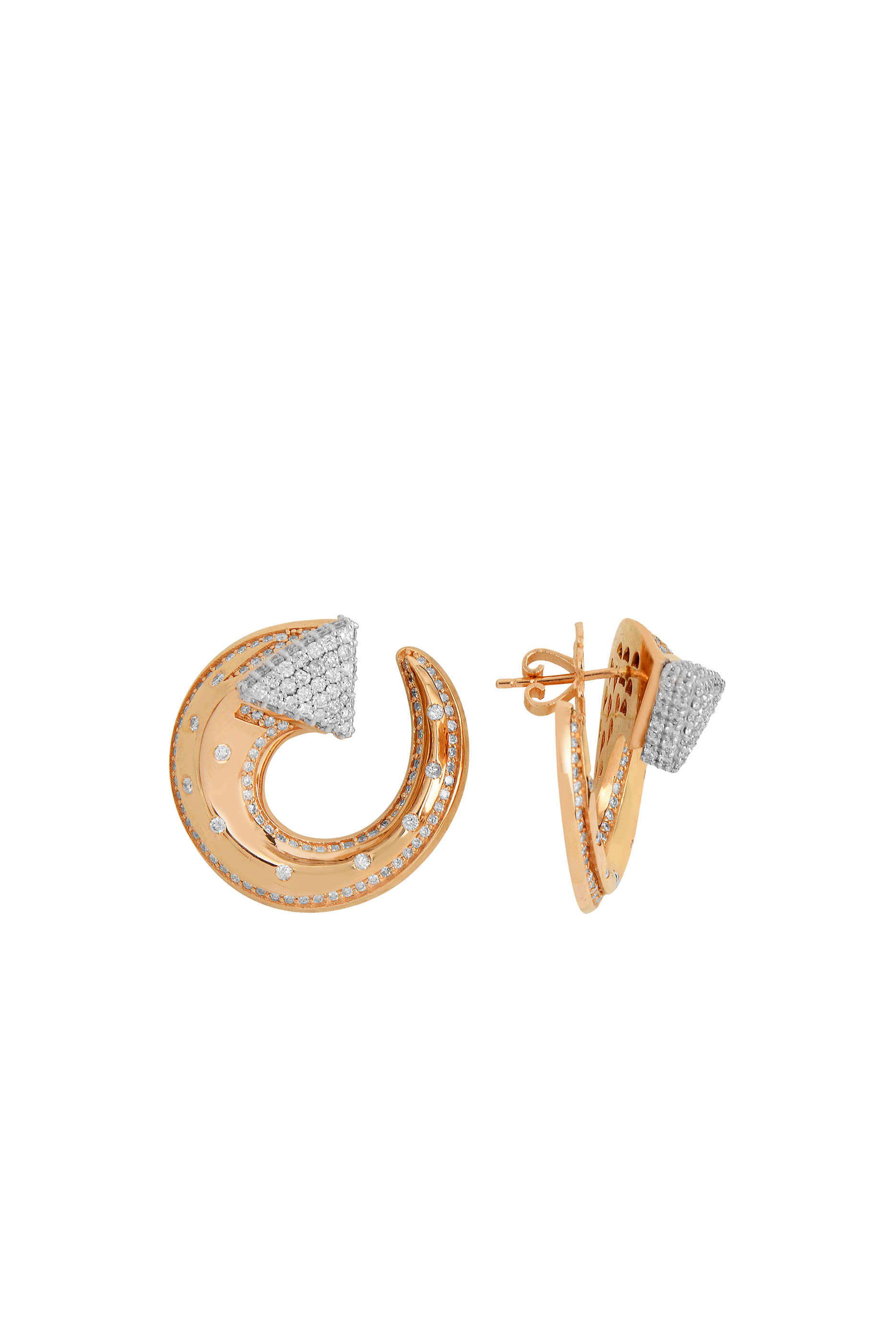 Balance Earrings, 18k Rose Gold & Diamonds