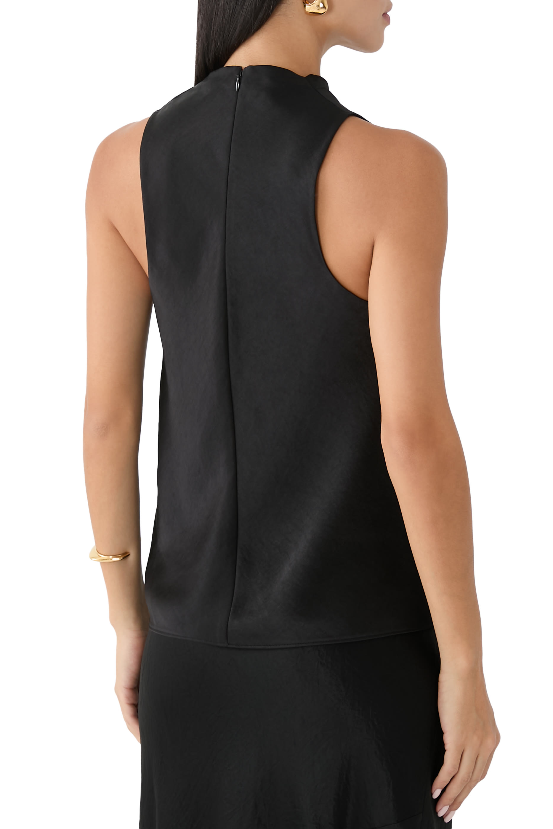  Satin Cowl-Neck Bias Top