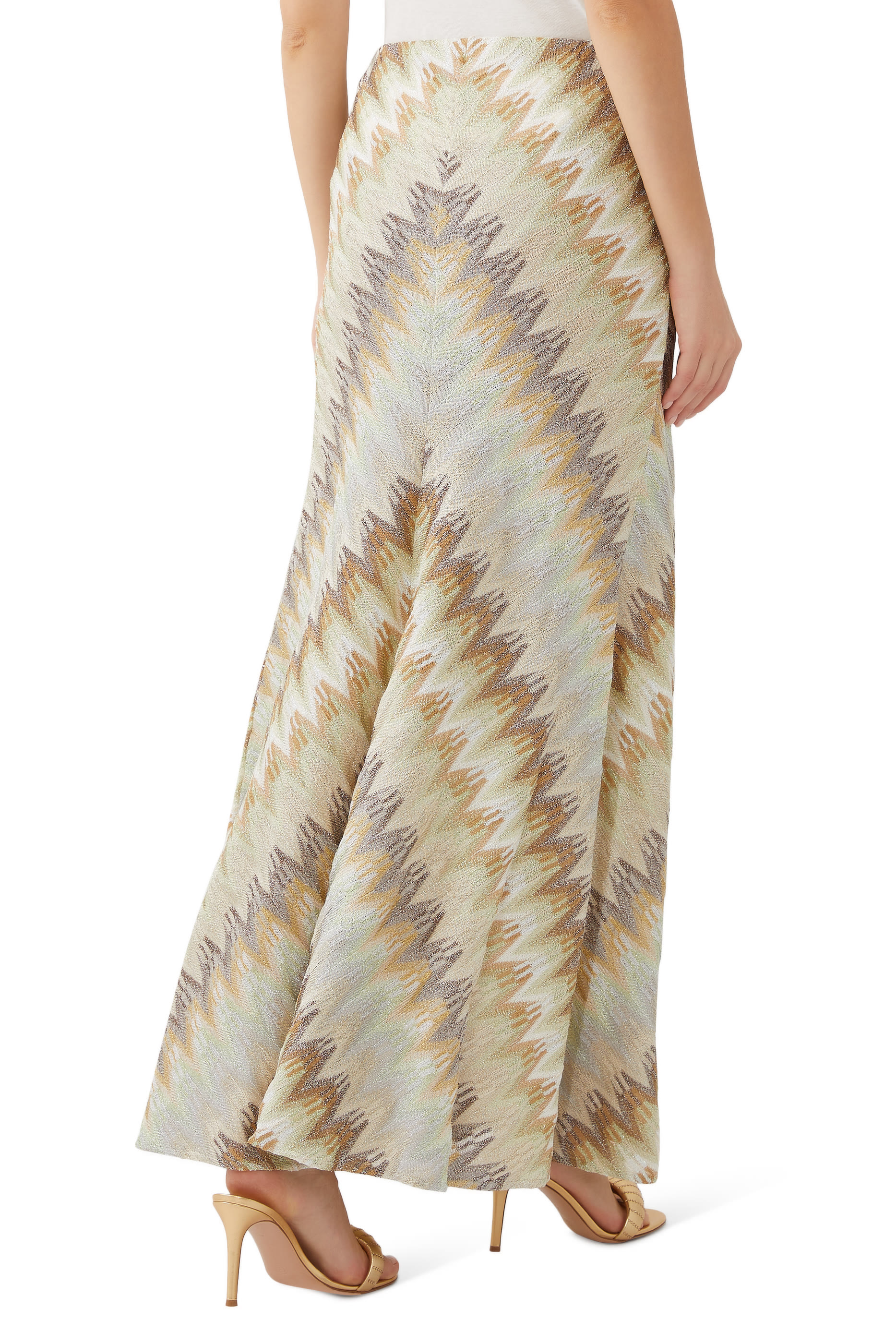 Chevron Lame' Raschel Maxi Skirt 
