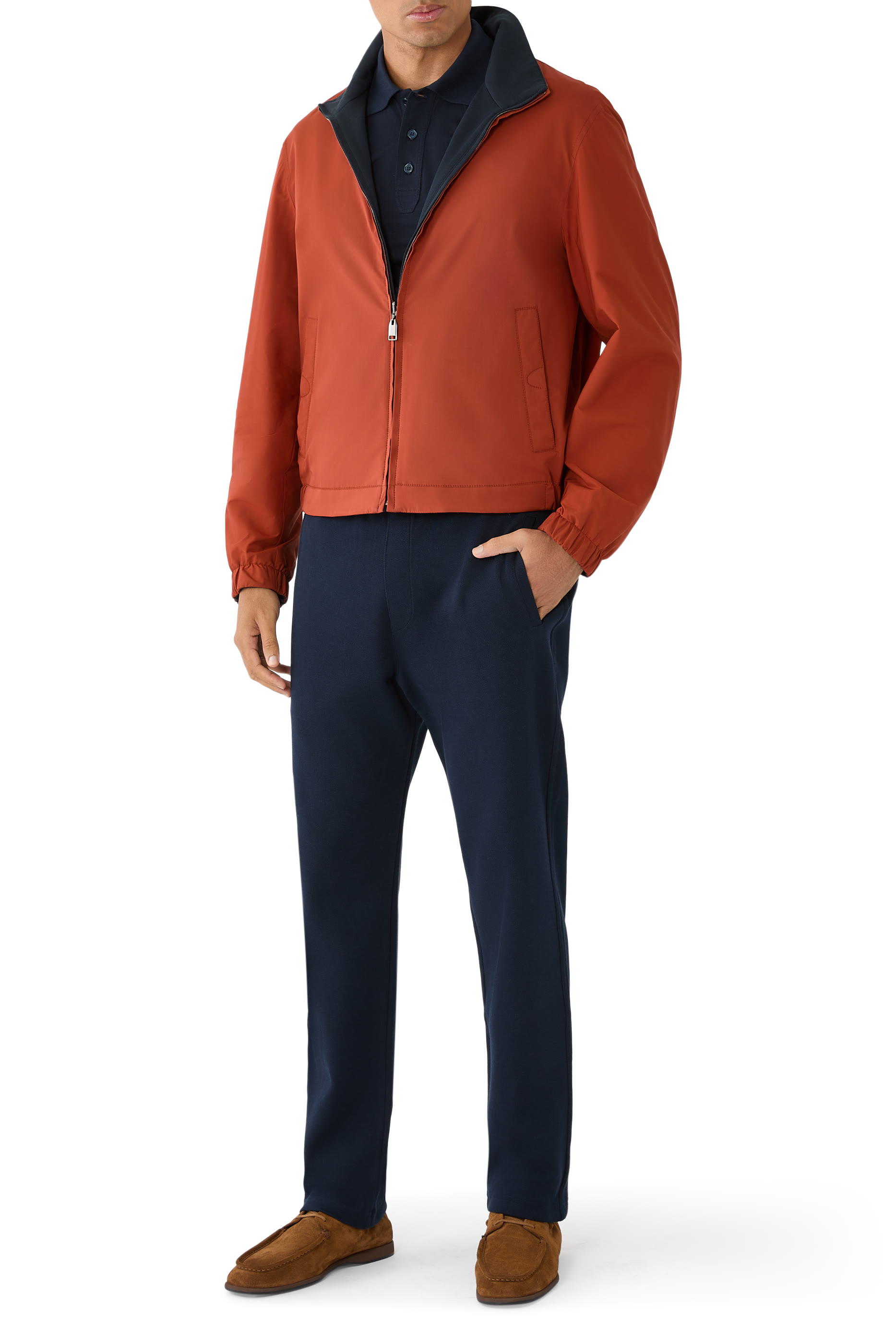  Stretch Silk and Cotton Jersey Reversible Blouson