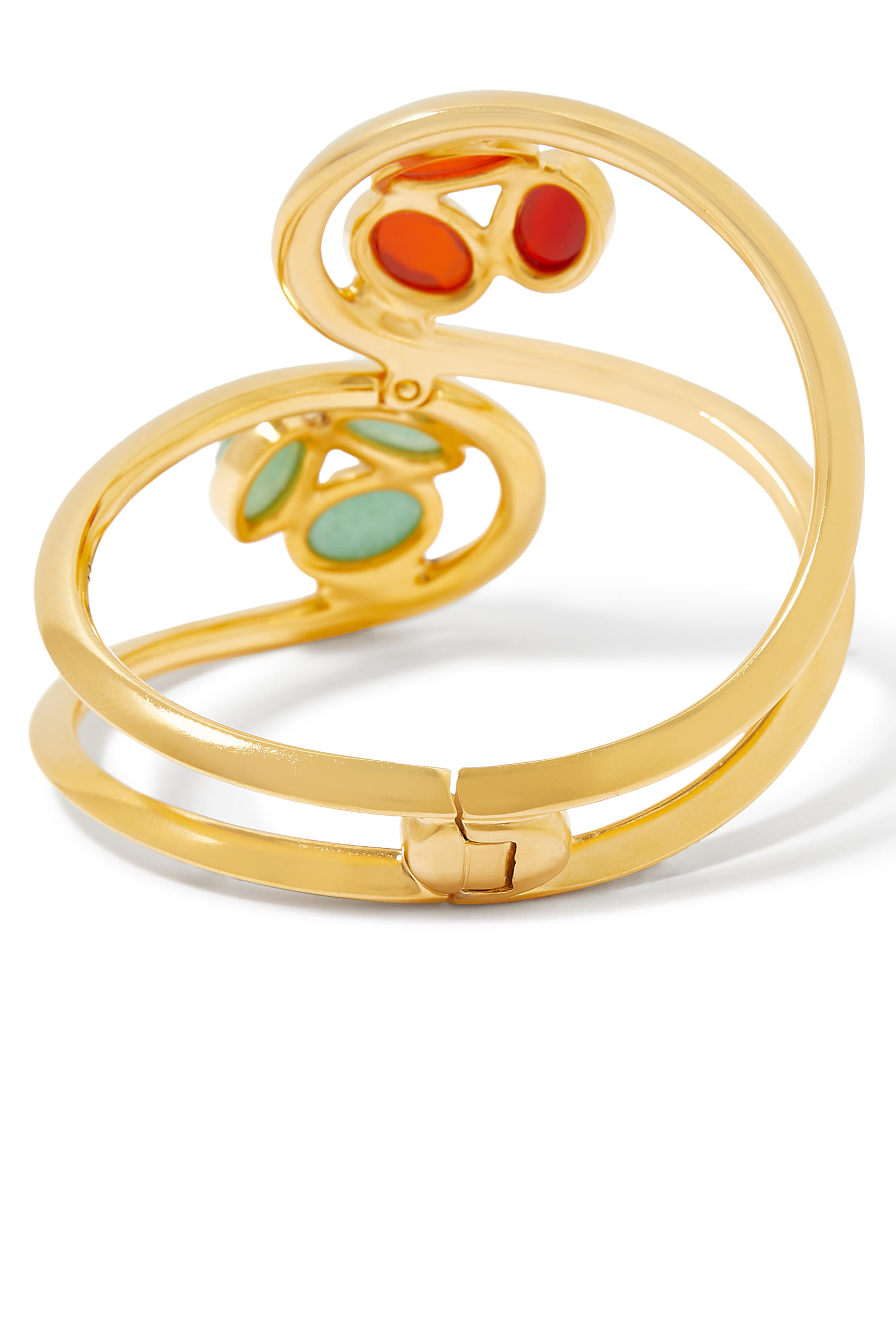 Bosphore Cuffs,  24K Gold-Plated Brass with Aventurine & Cornelian