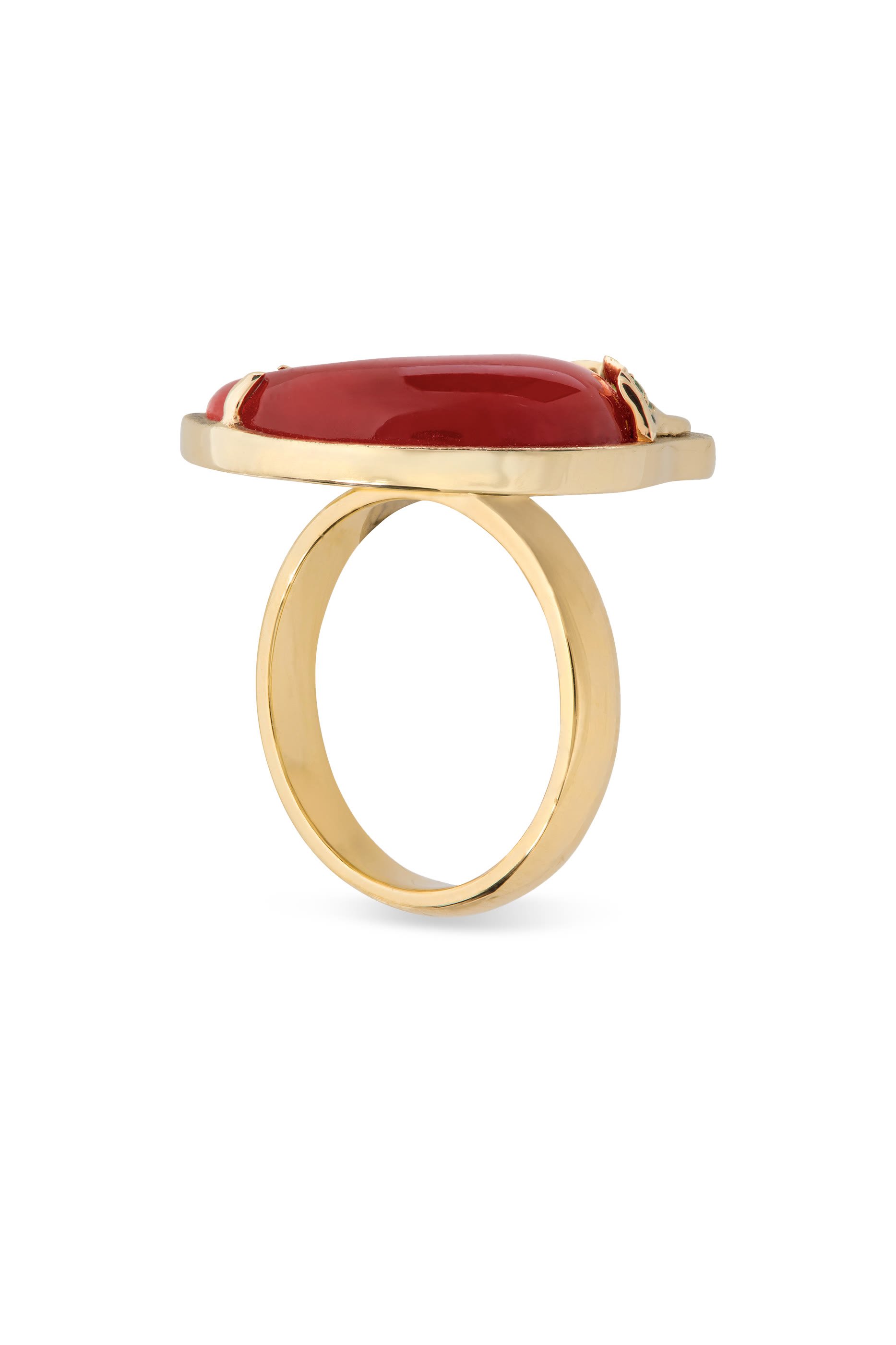 Pepper Ring, 18K Yellow Gold & Red Agate