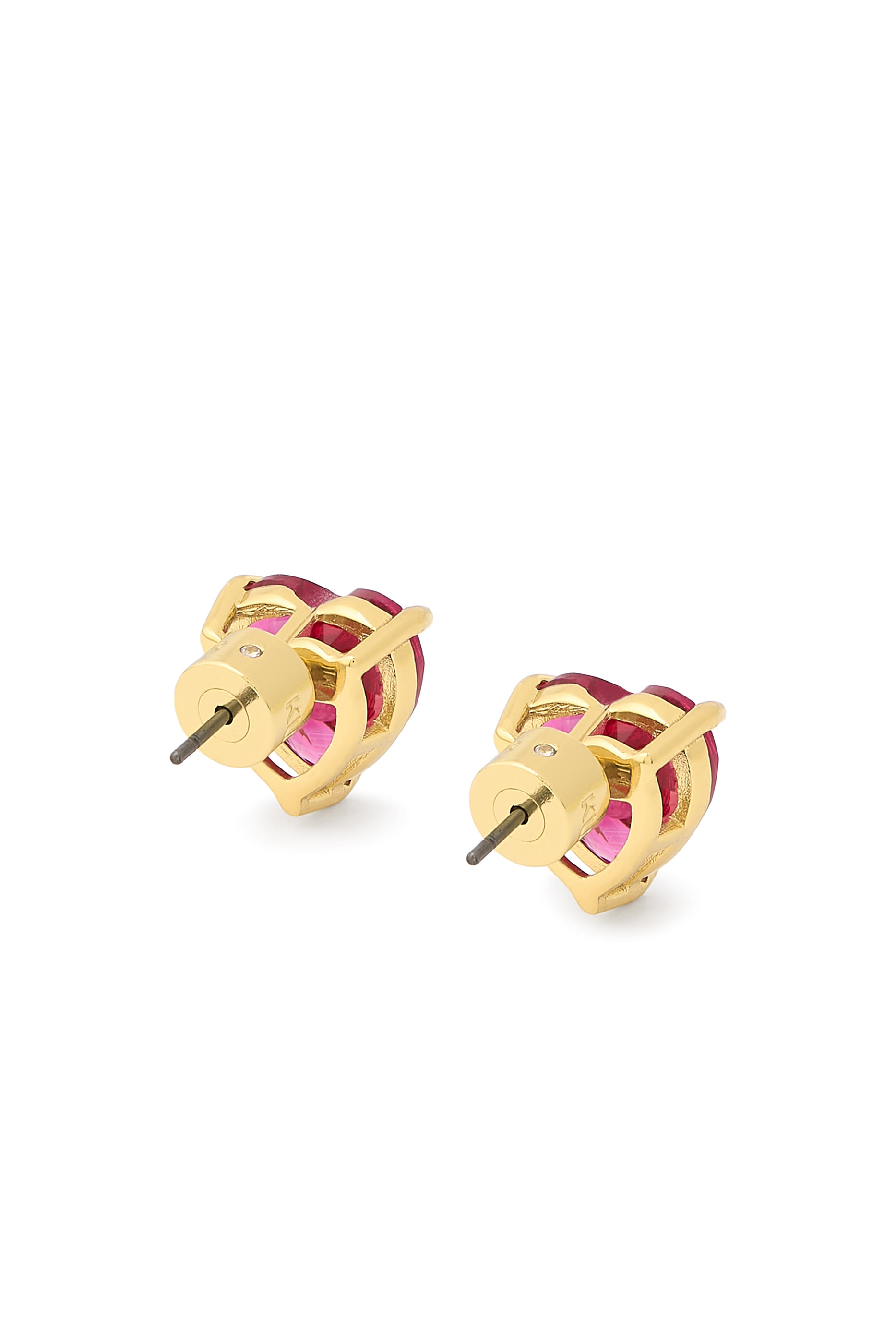 Crystal Heart Stud Earrings, Brass
