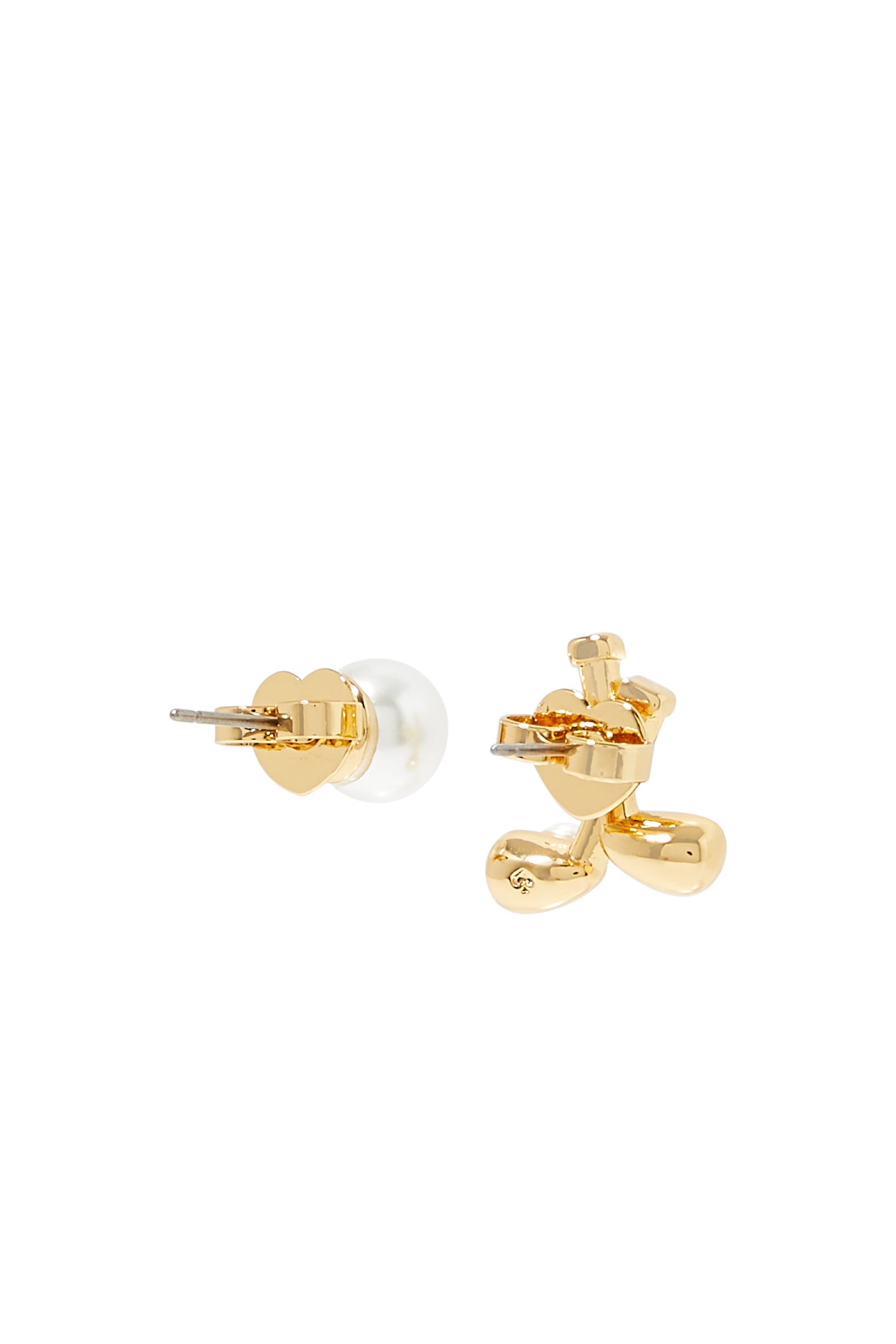 Hole In One Asymmetrical Studs, Plated Brass & Glass Pearl