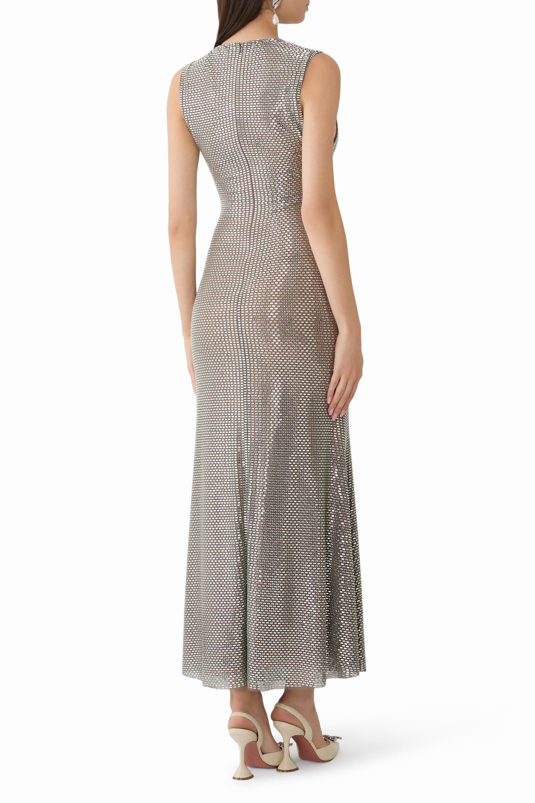 Rhinestone Mesh Midi Dress