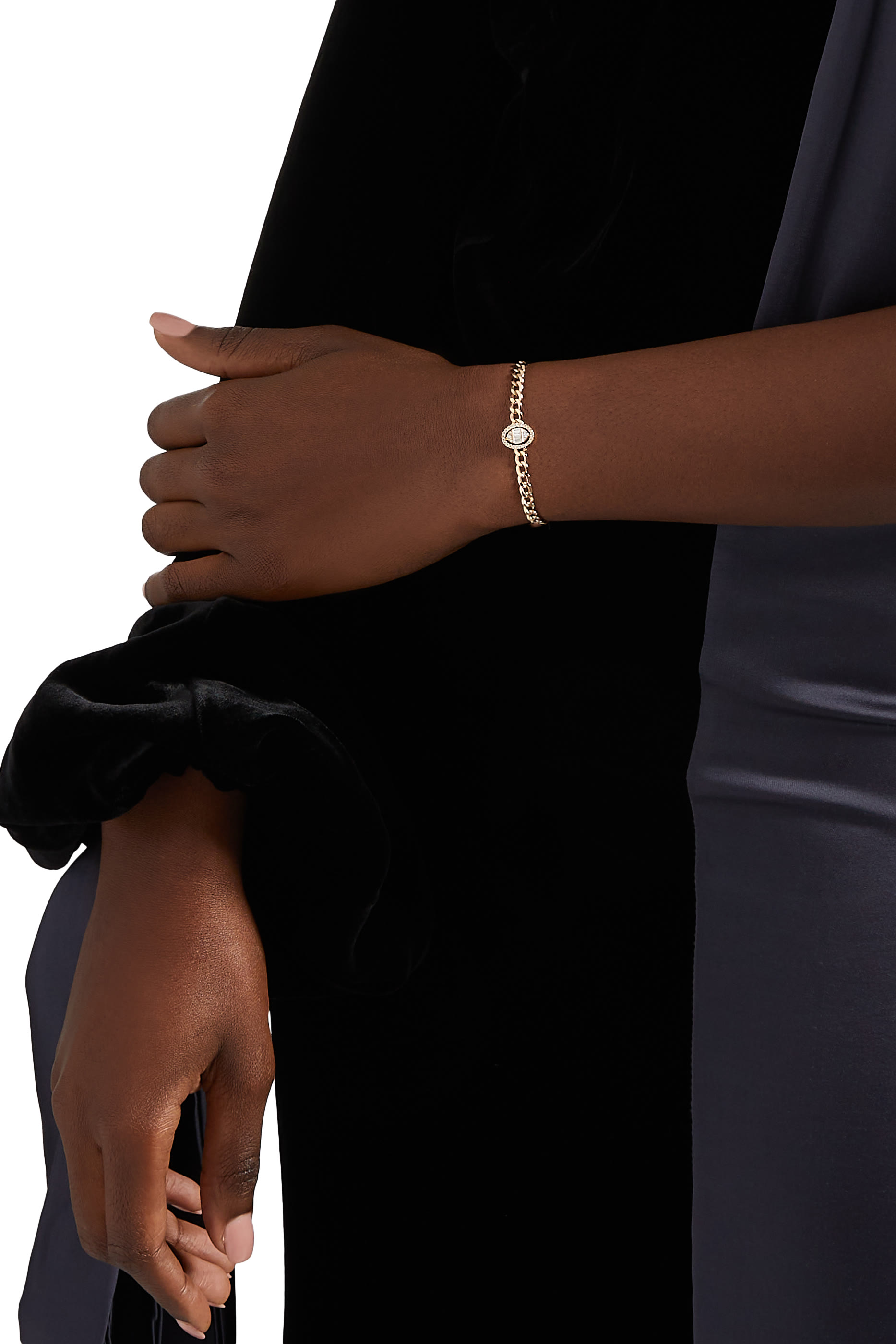 Quwa Single Oval Bracelet, 18k Rose Gold & Diamonds