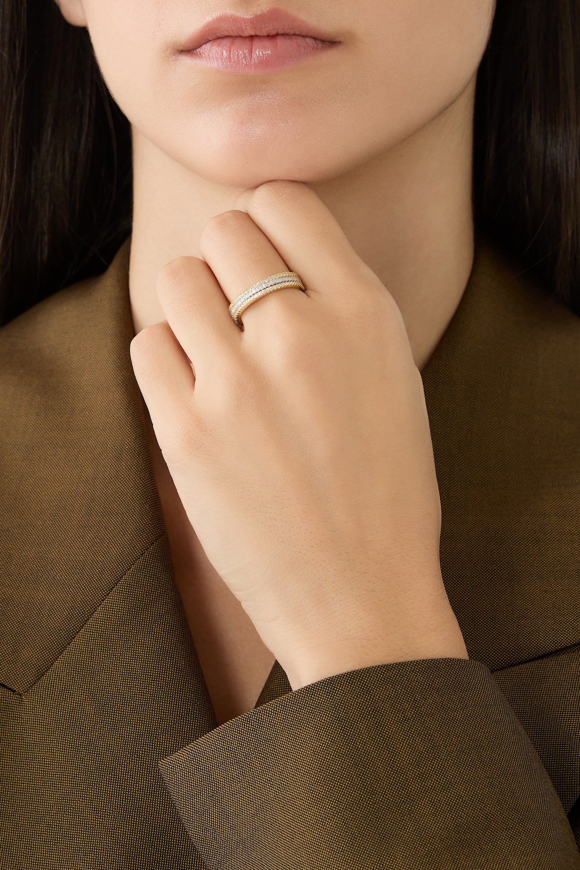  Eternity Band Ring Set,  14k Vermeil on Sterling Silver & Cubic Zirconia