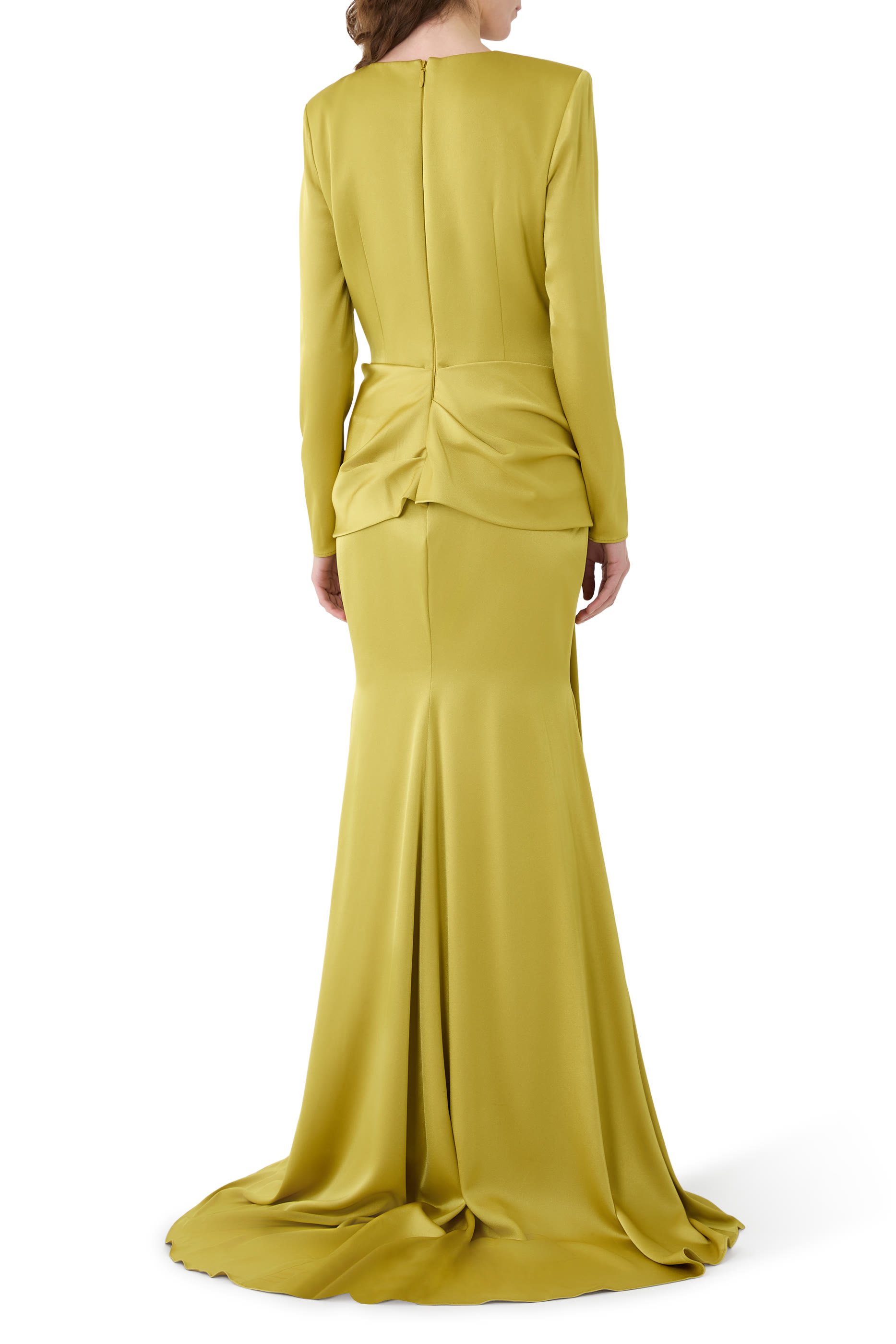 Long Sleeves Sash Drape Gown