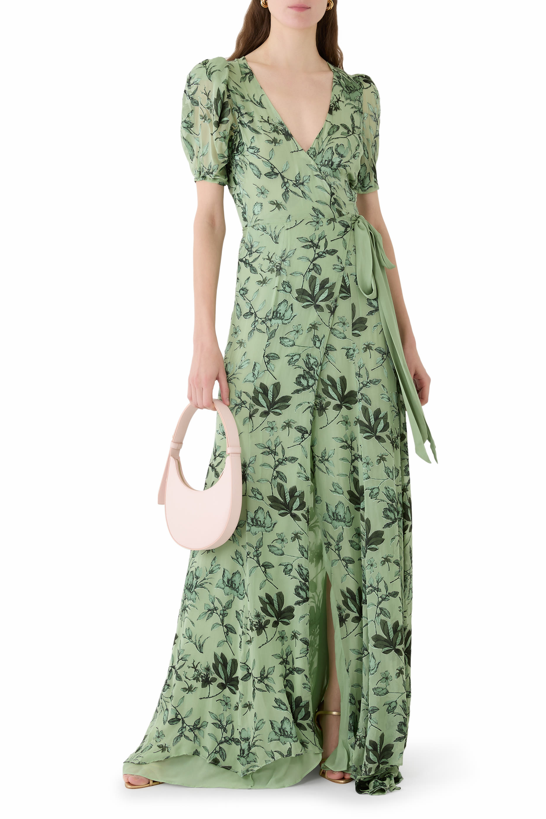 Tiana Puff Sleeve Wrap Maxi Dress