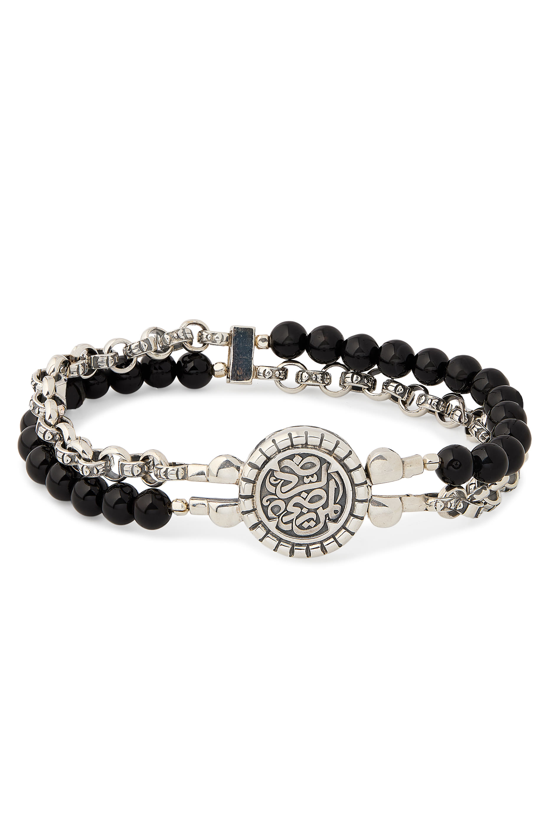 Warrior Twisted Band Bracelet, 18k Yellow Gold, Sterling Silver & Onyx, Leather