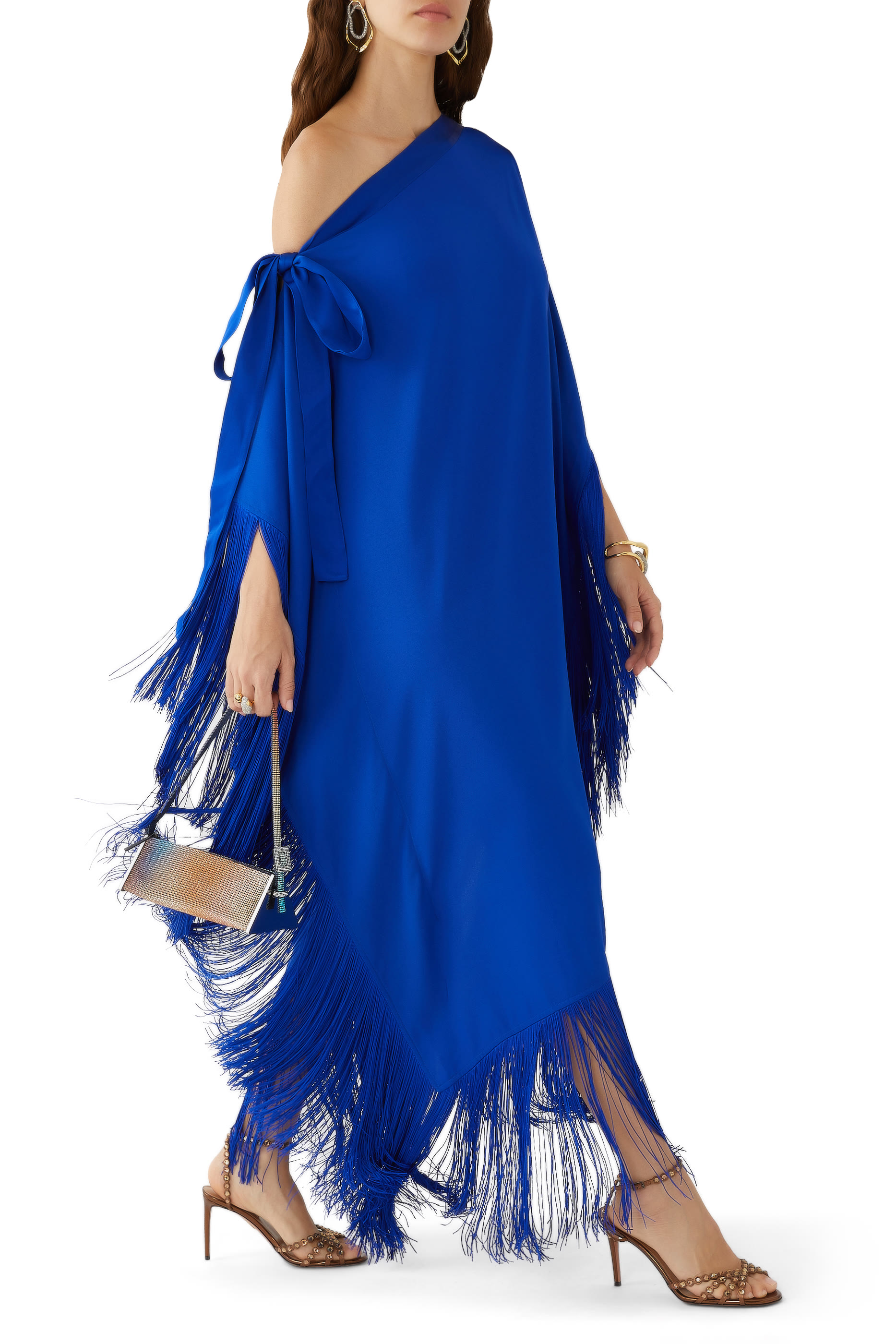 Aarons One Shoulder Fringed Kaftan
