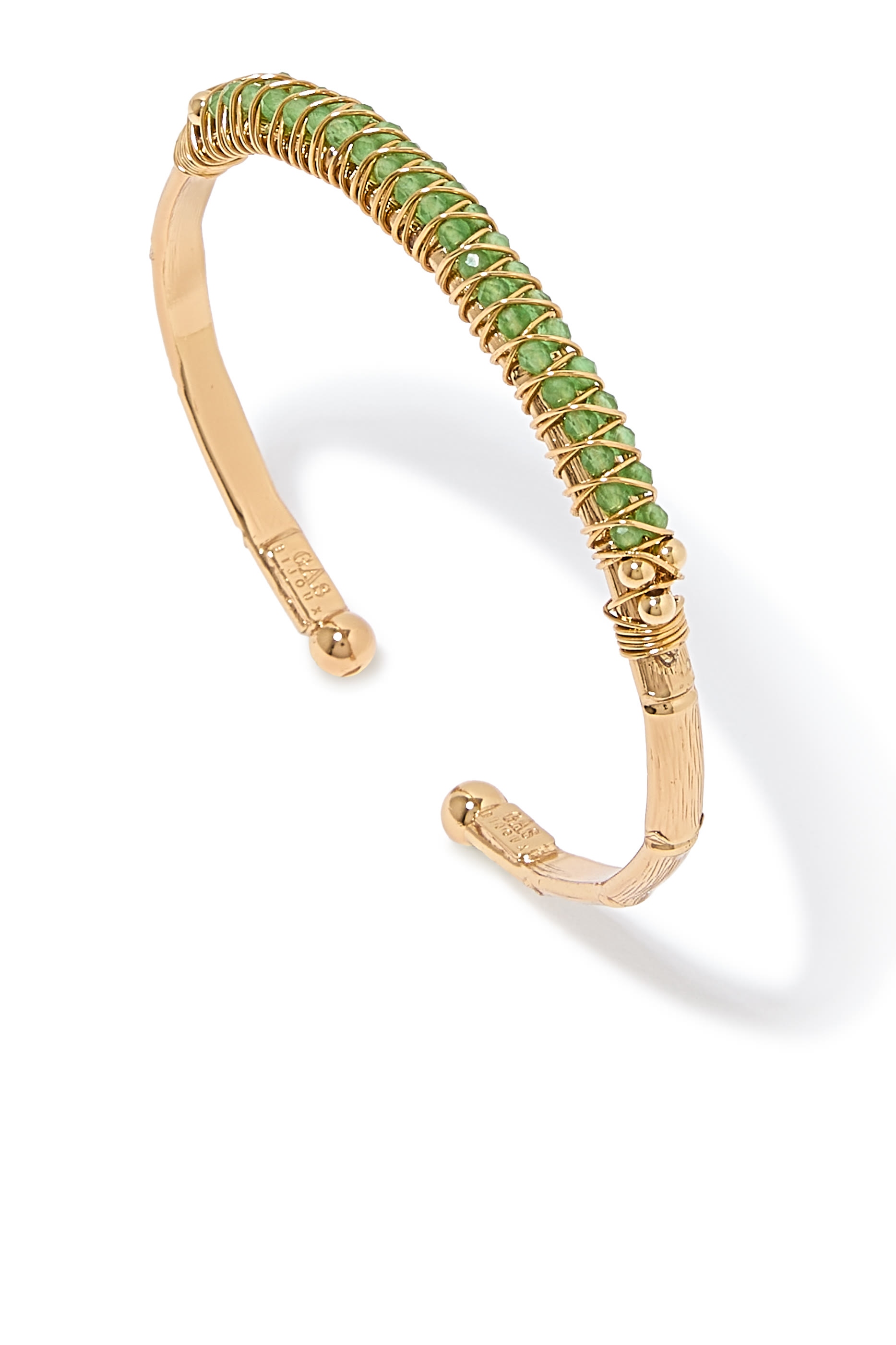 Lyre Bangle Bracelet, Gold-Plated & Gemstones