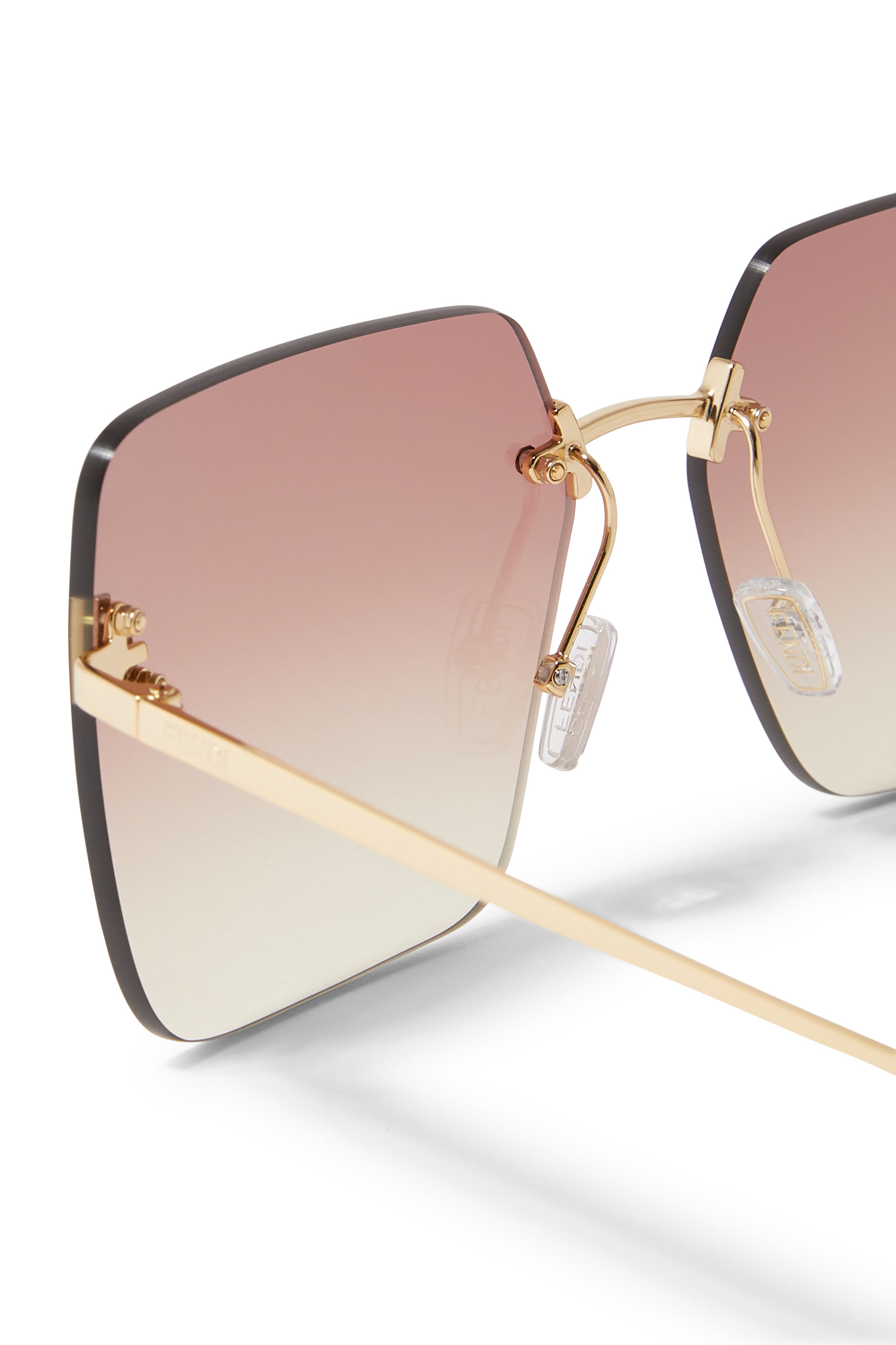 Fendi First Crystal Gold Geometric Sunglasses