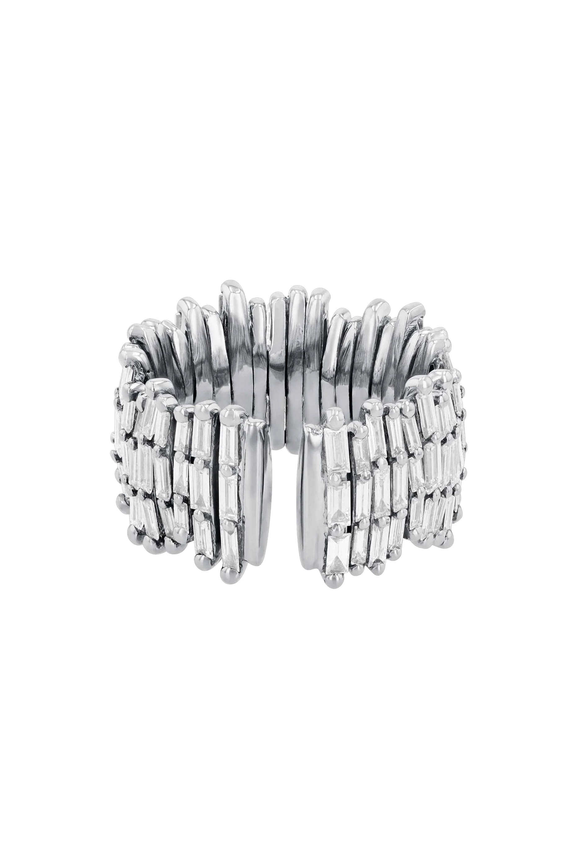 Triple Row Eternity Band, 18K White Gold & Diamonds