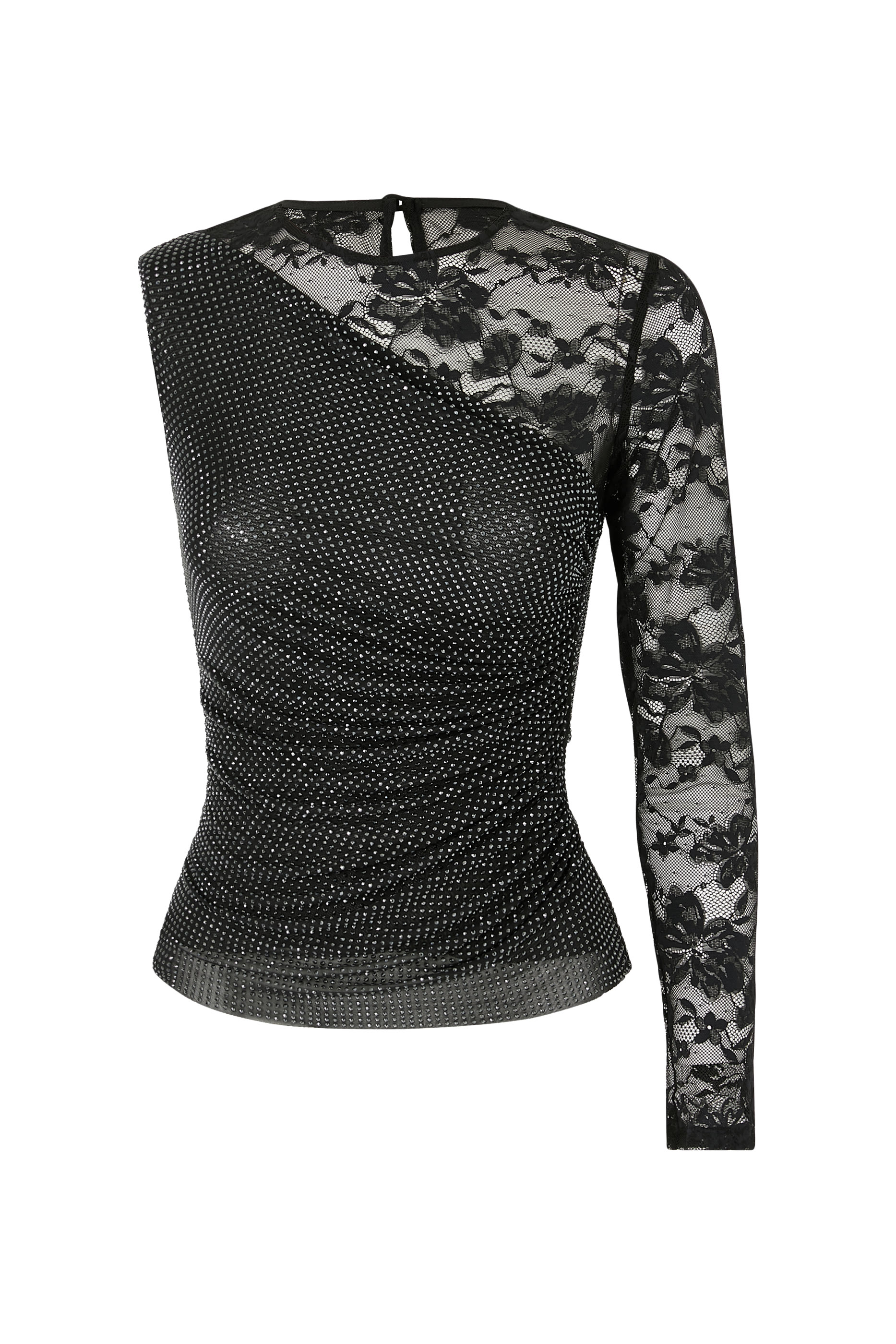 Rhinestone Lace Sleeve Top