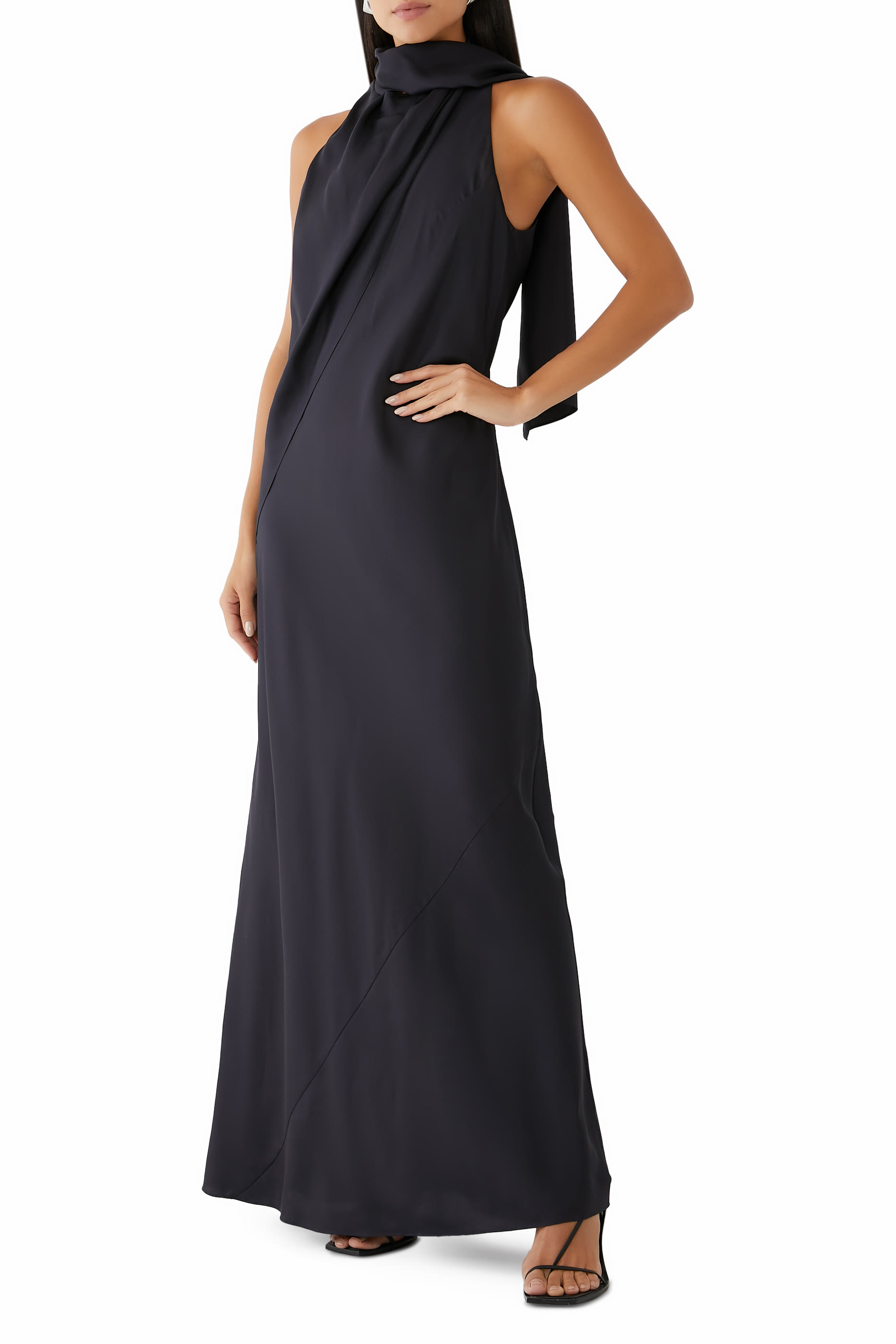 Silk Foulard Halter Dress