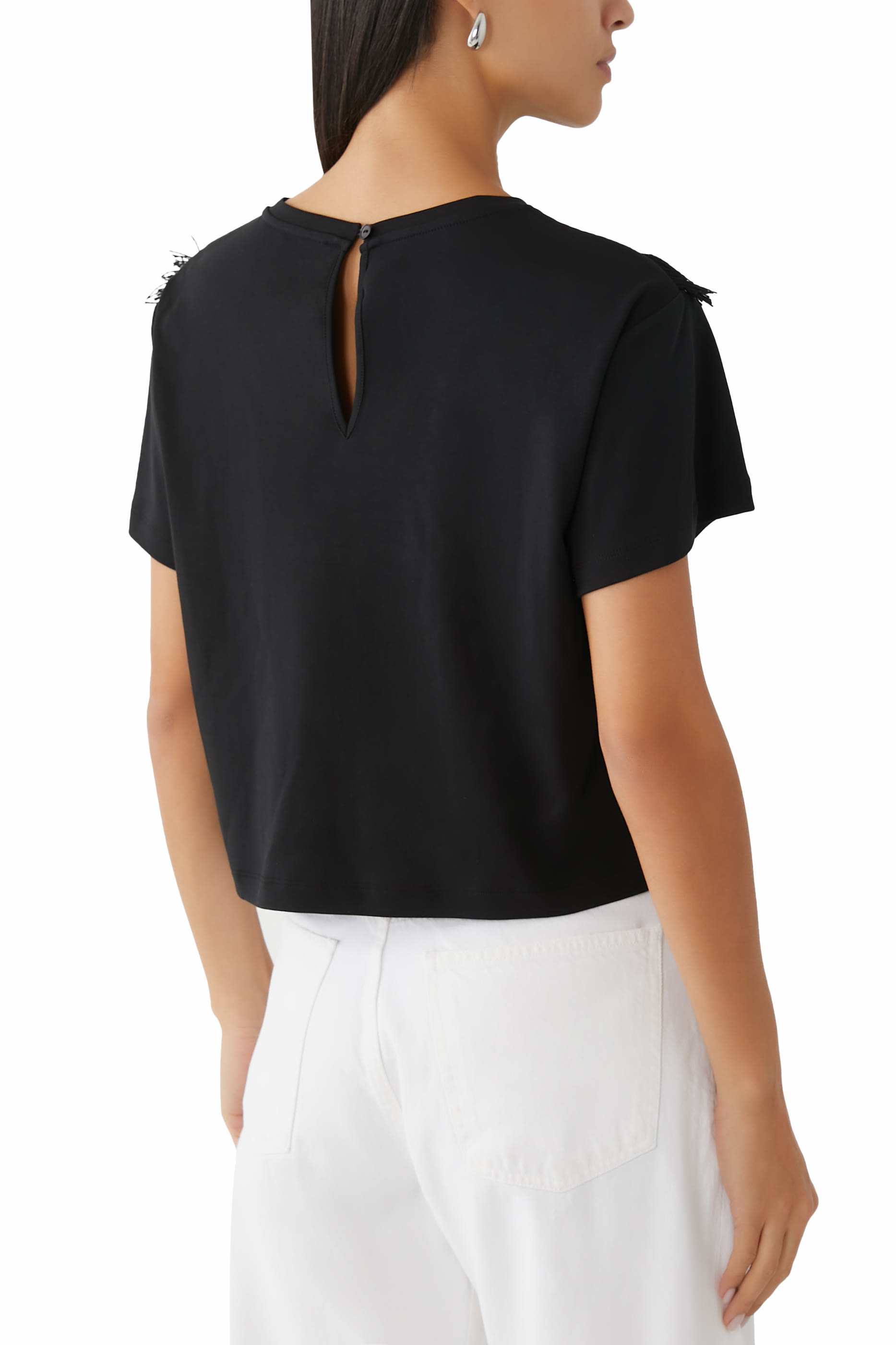 Supima Interlock Jersey Fringed T-Shirt