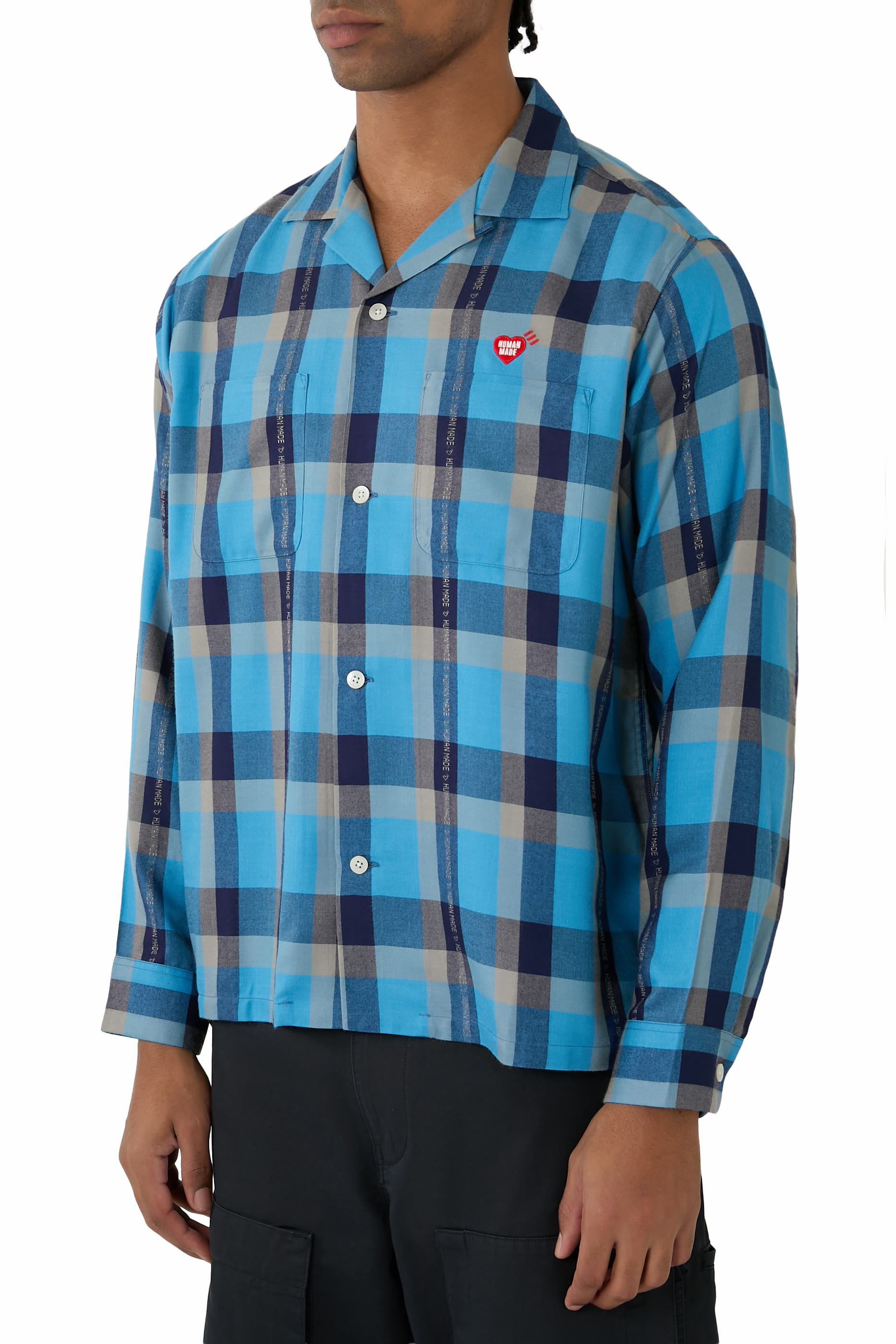 Open Collar Check Shirt
