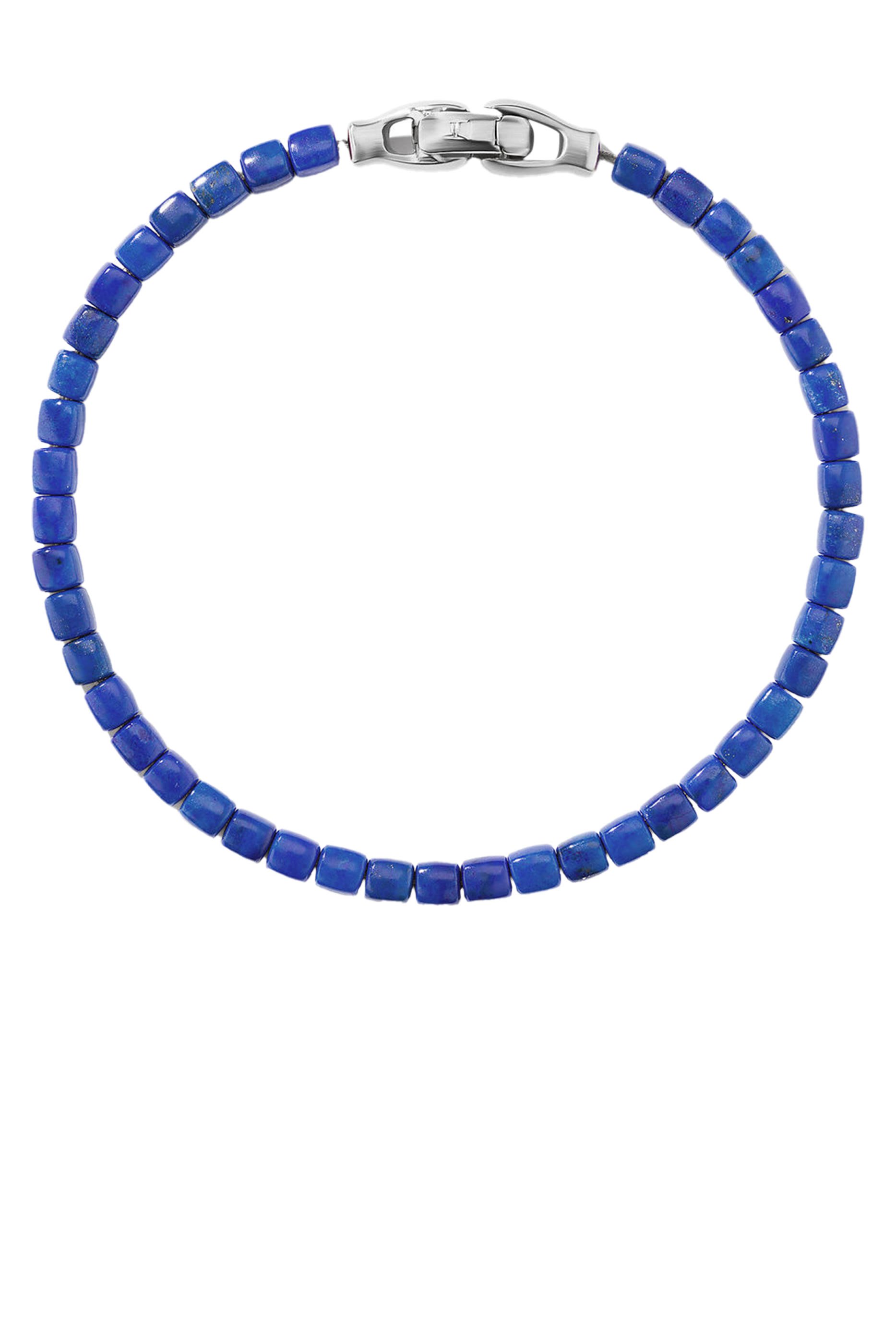 Spiritual Beads Cushion Bracelet, Sterling Silver & Lapis Lazuli