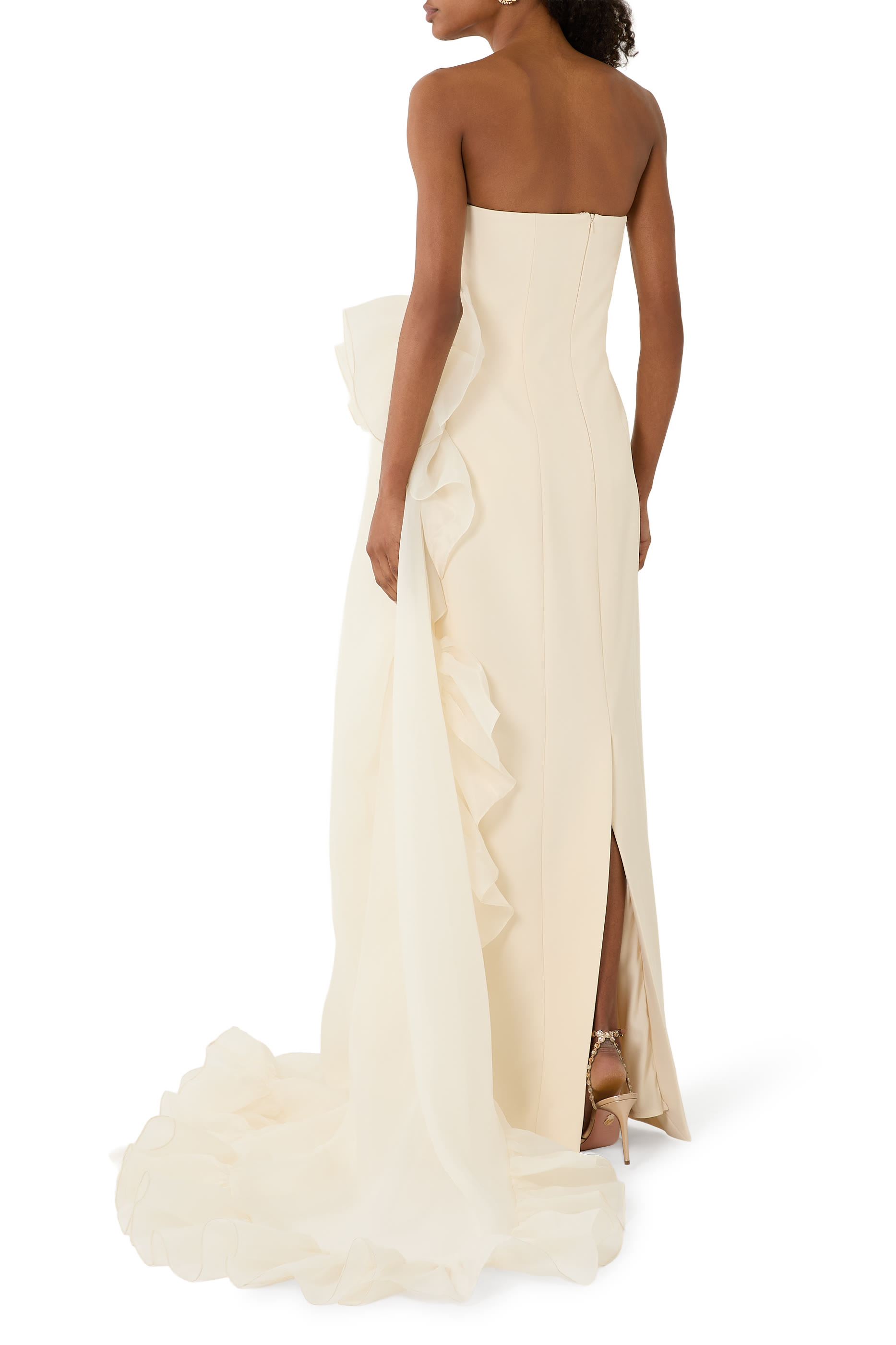 Strapless Gown With Side Ogranza Ruched Drape