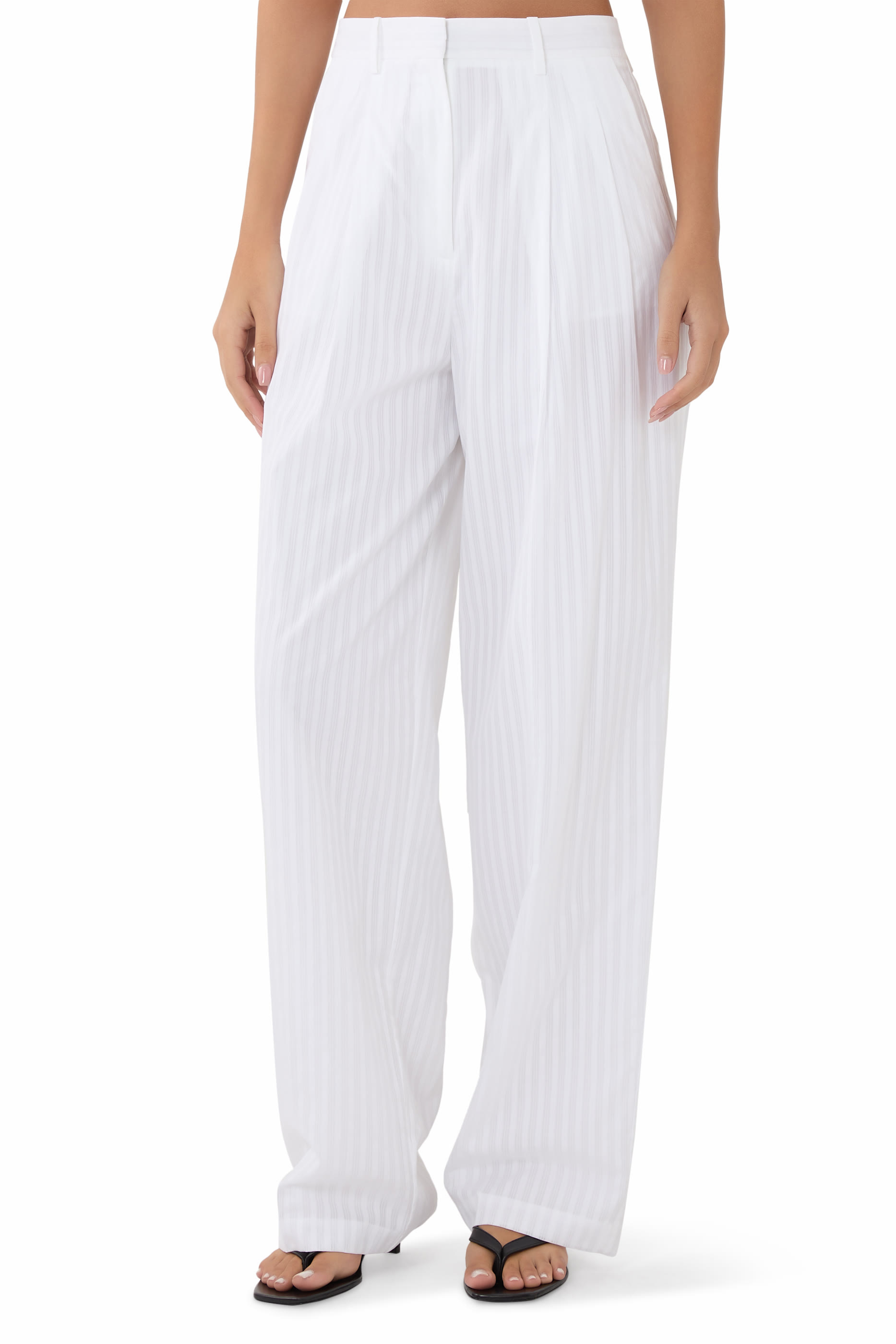 Double Pleat Pants in Linear Cotton