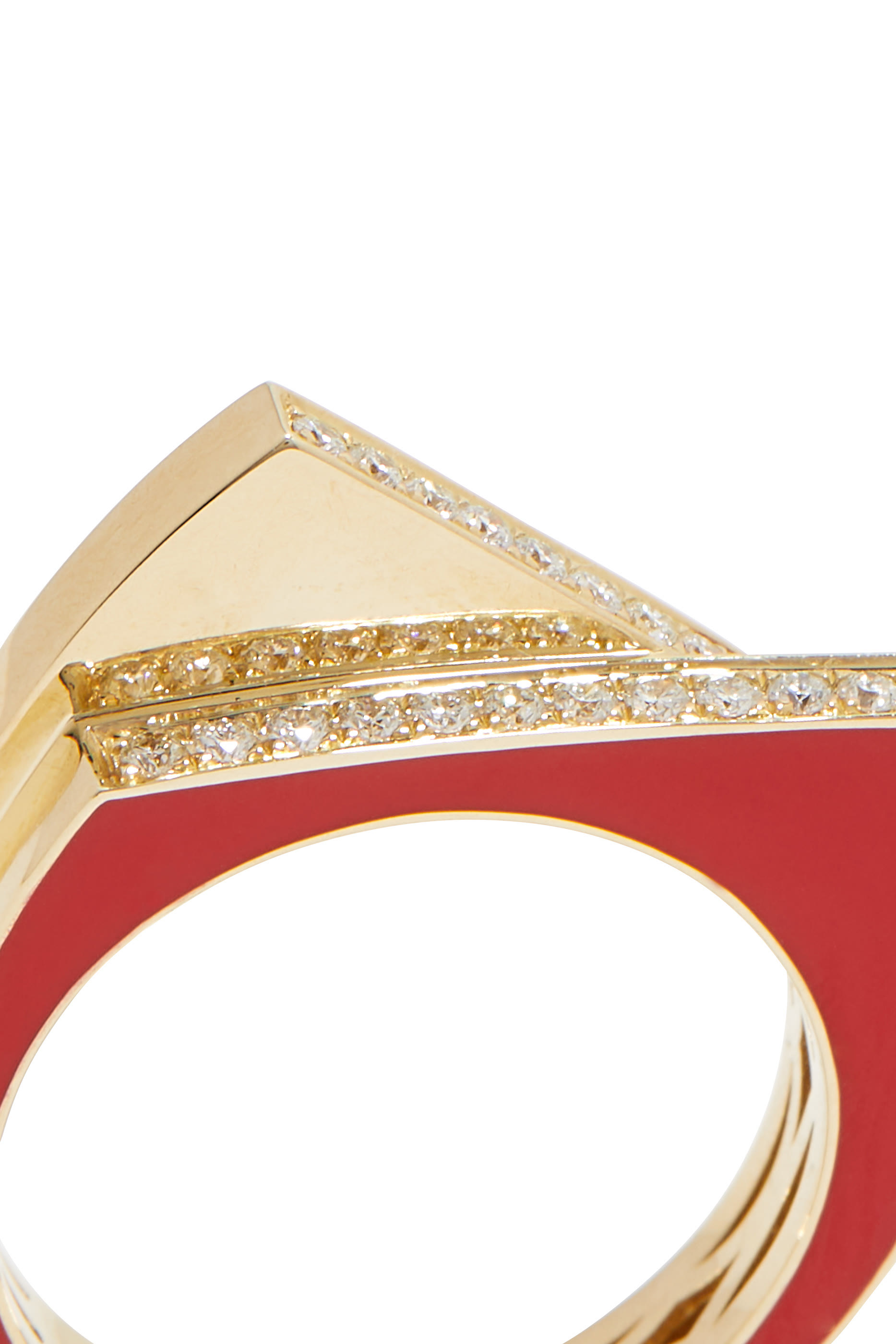 Handcuff Ring, 9k Yellow Gold with Diamonds & Enamel